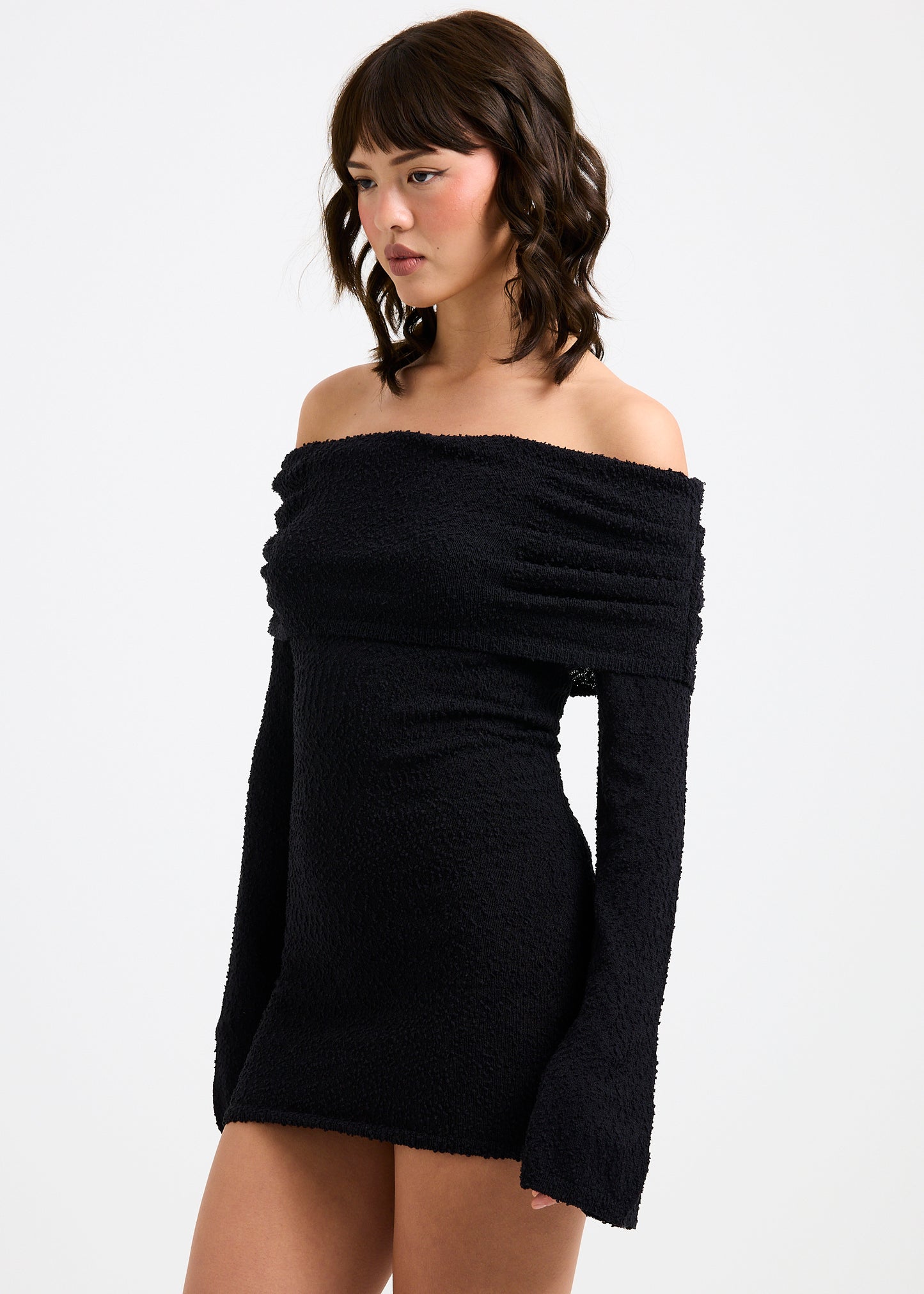 Naya Boucle Off Shoulder Mini Dress