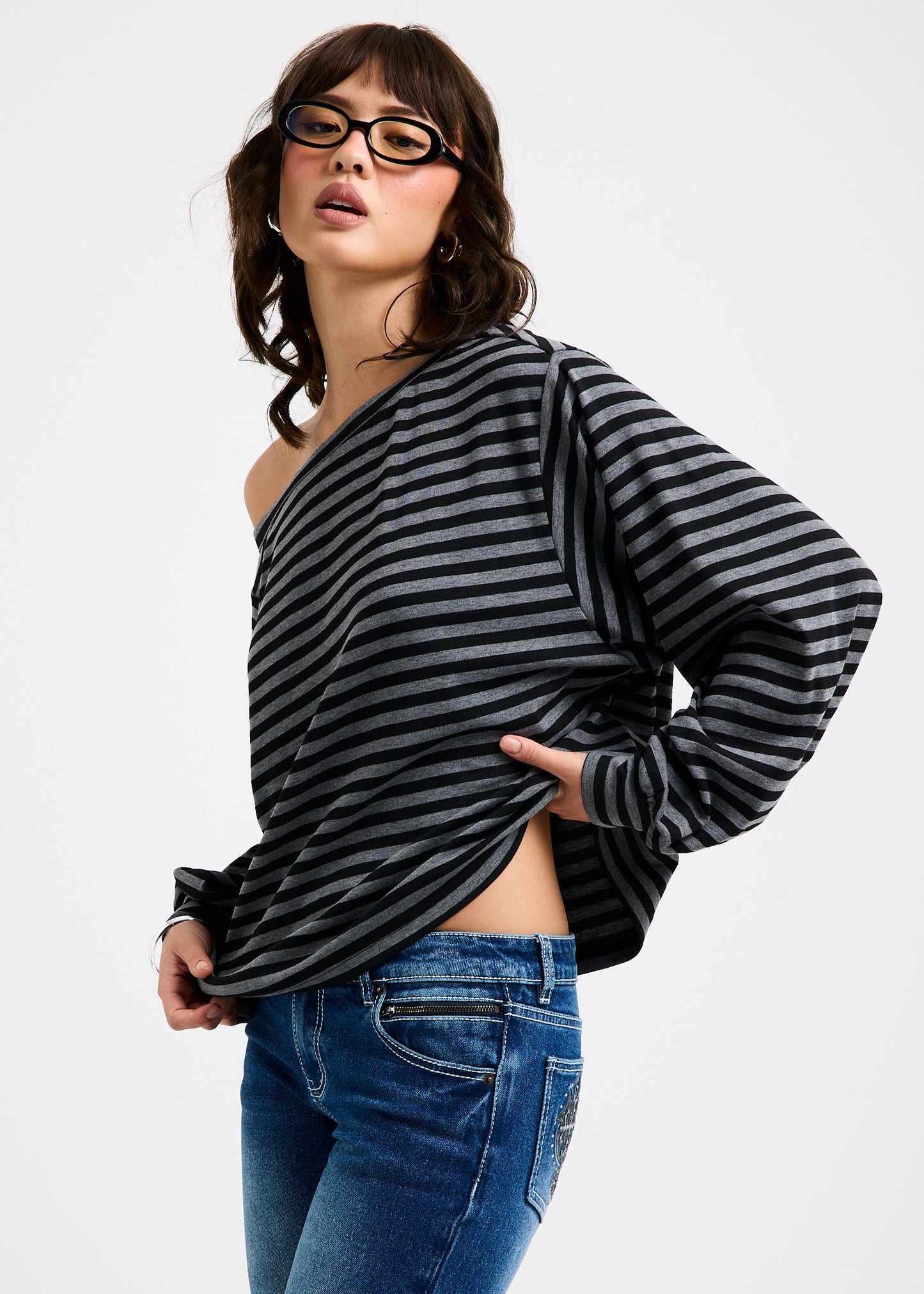 Dylan One Shoulder Long Sleeve Top