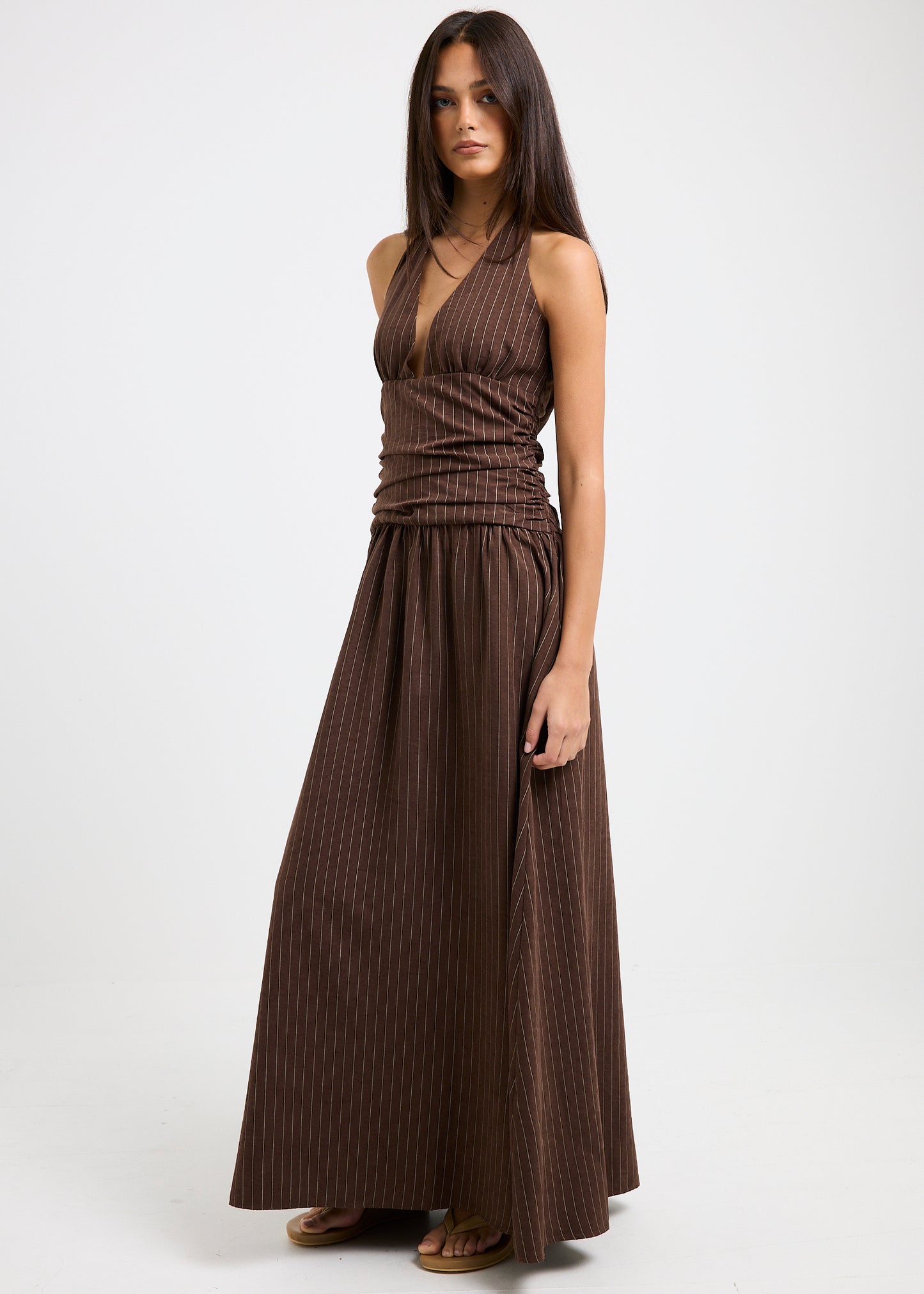 Alex Plunge Striped Maxi Dress