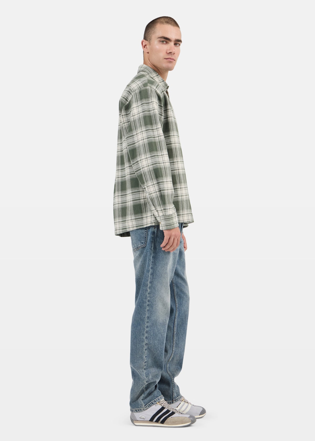 Campus Check Long Sleeve Shirt OLIVE
