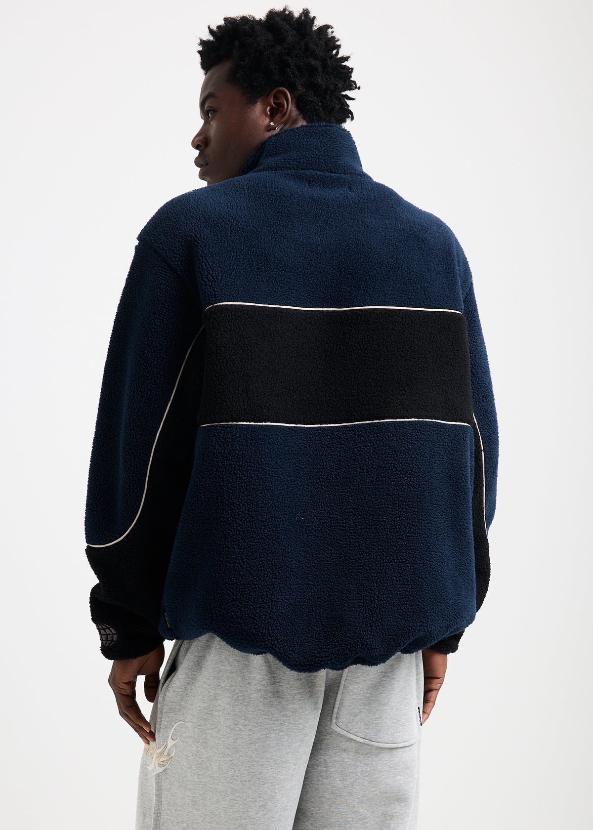 Era Quarter Zip Sherpa Pullover Jumper NAVY BLACK