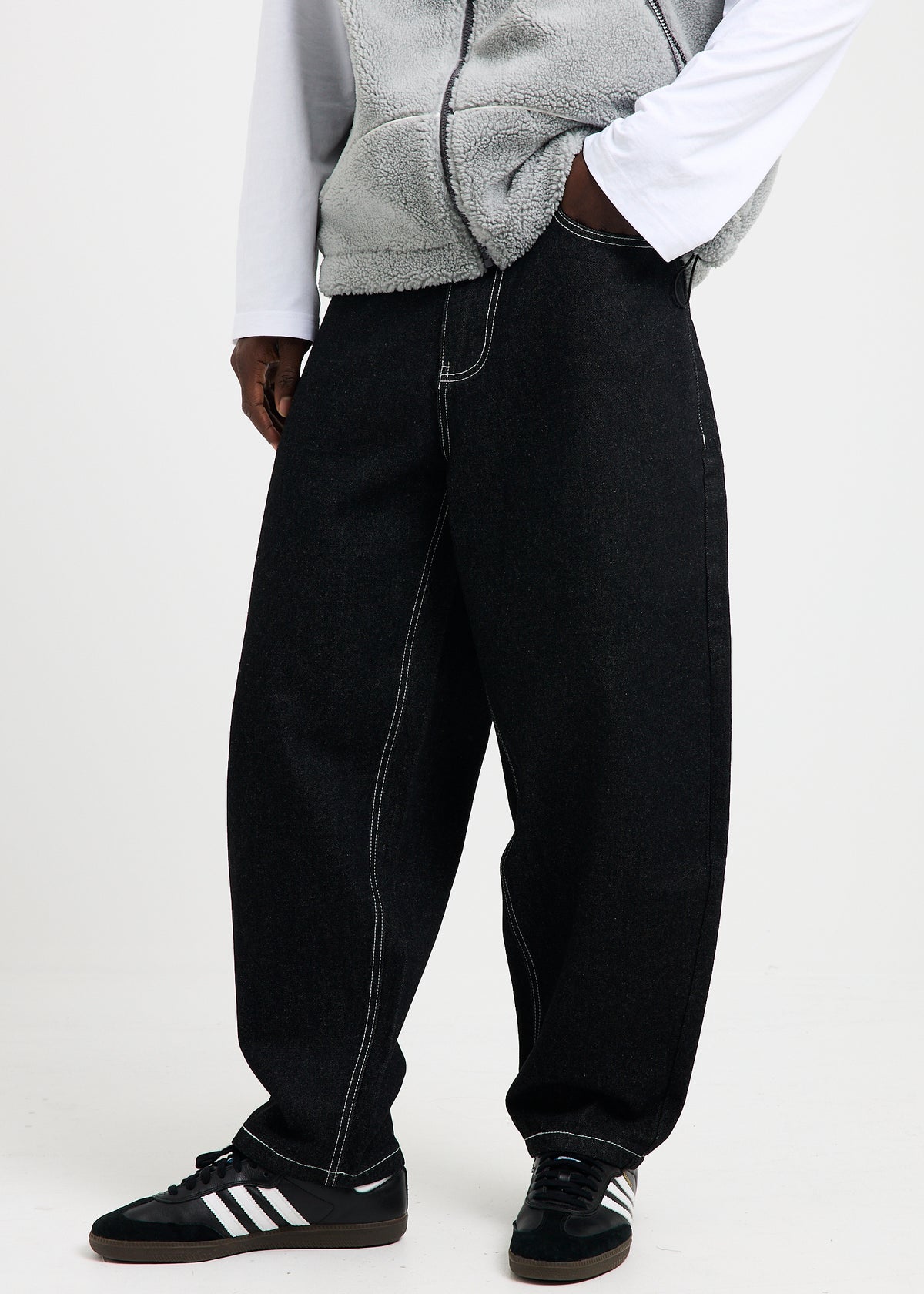 Phantom Baggy Denim Jeans SILVER BLACK