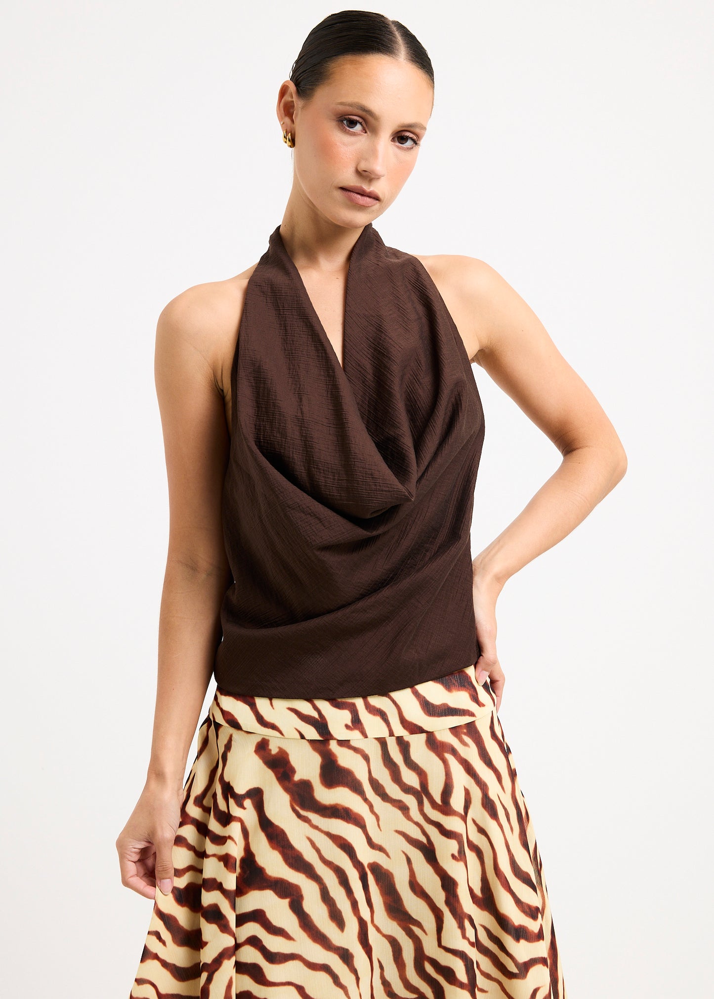 Skye Plunge Cowl Top