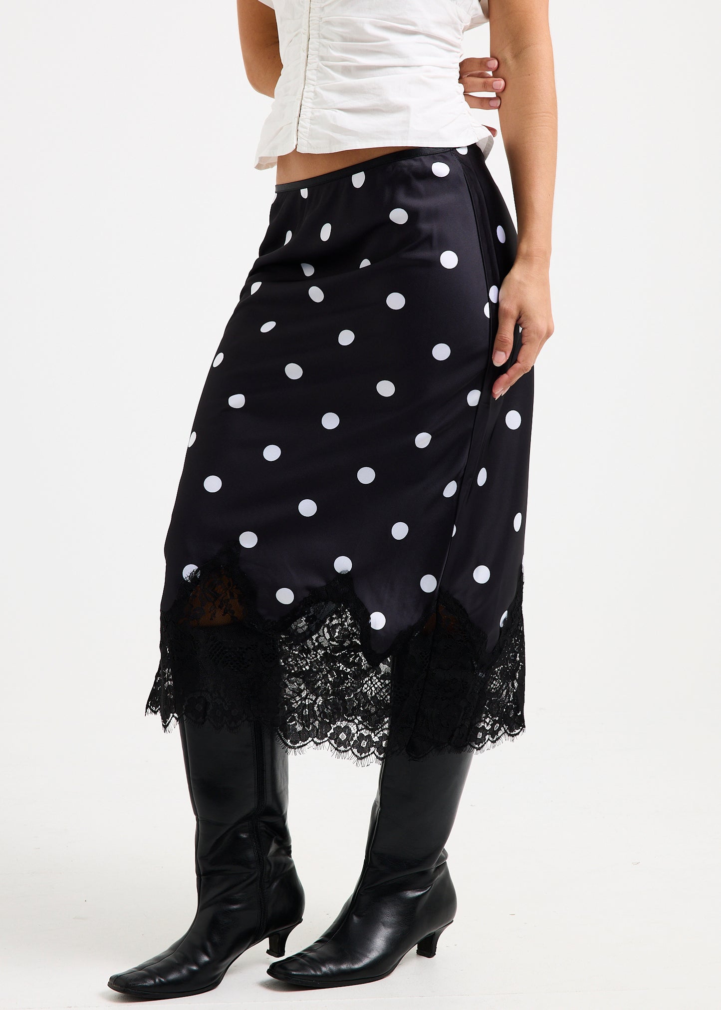 Diana Spot Lace Trim Skirt