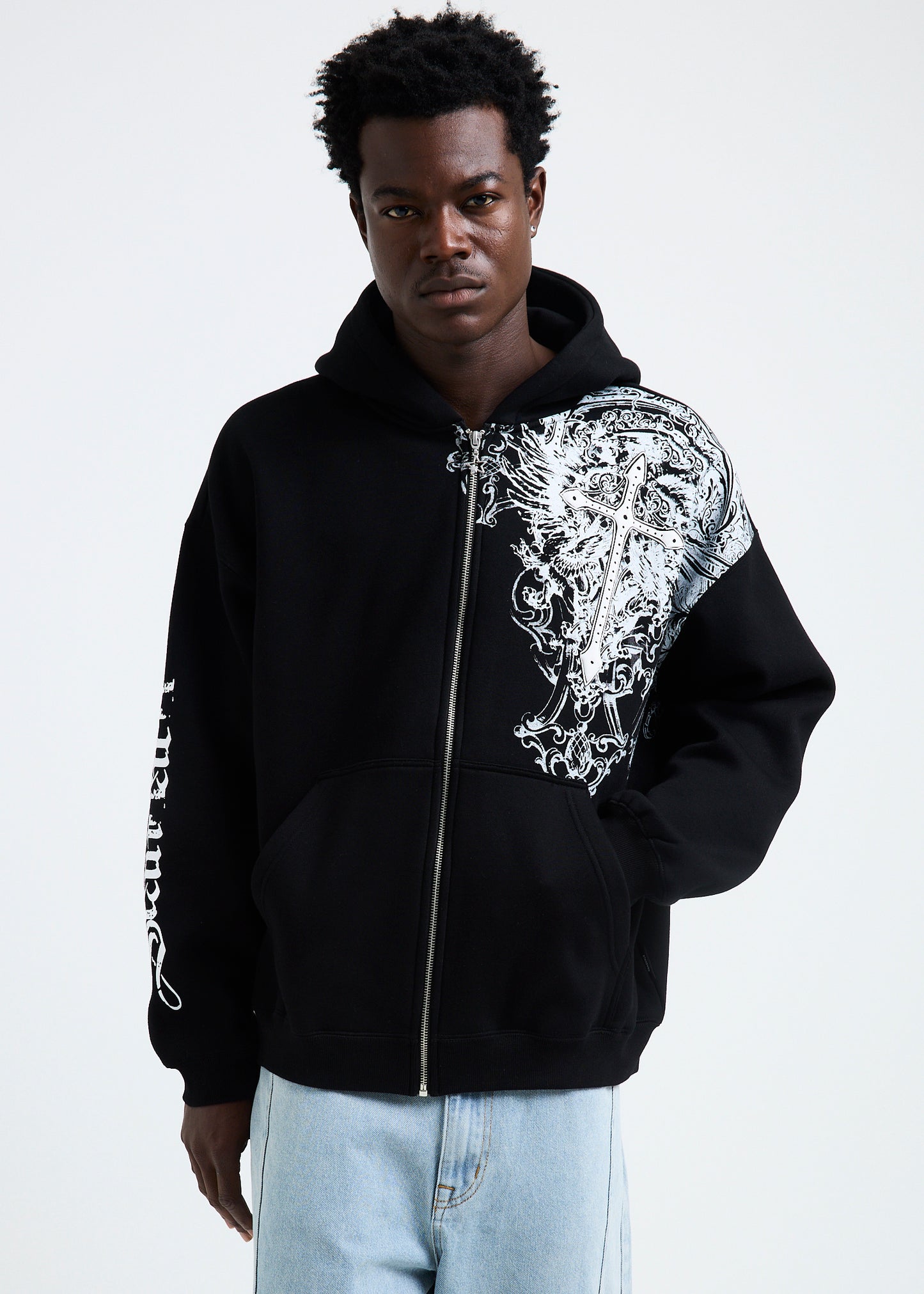 Crucifix Zip Hoodie