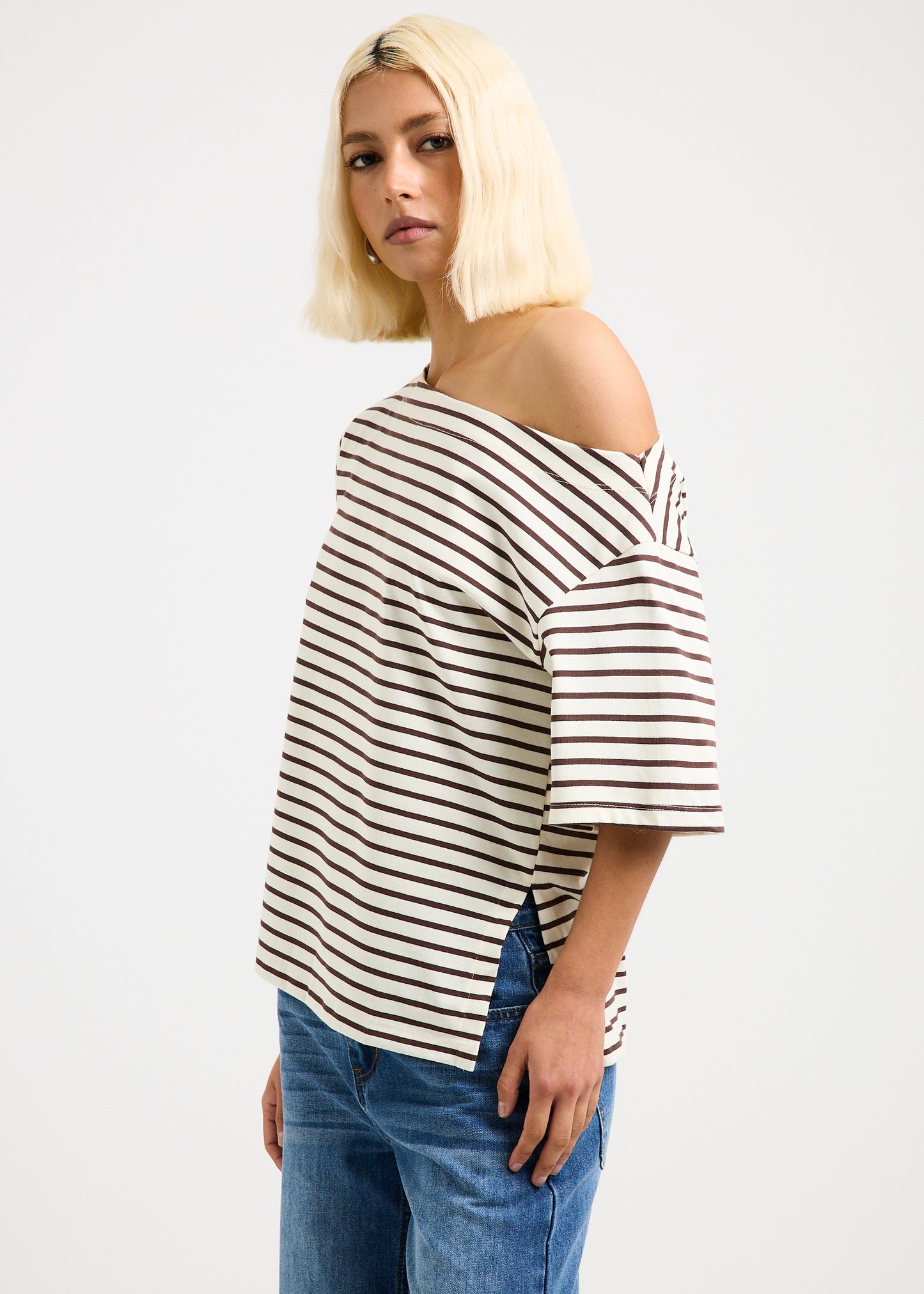 Amber Asymmetric Stripe Top