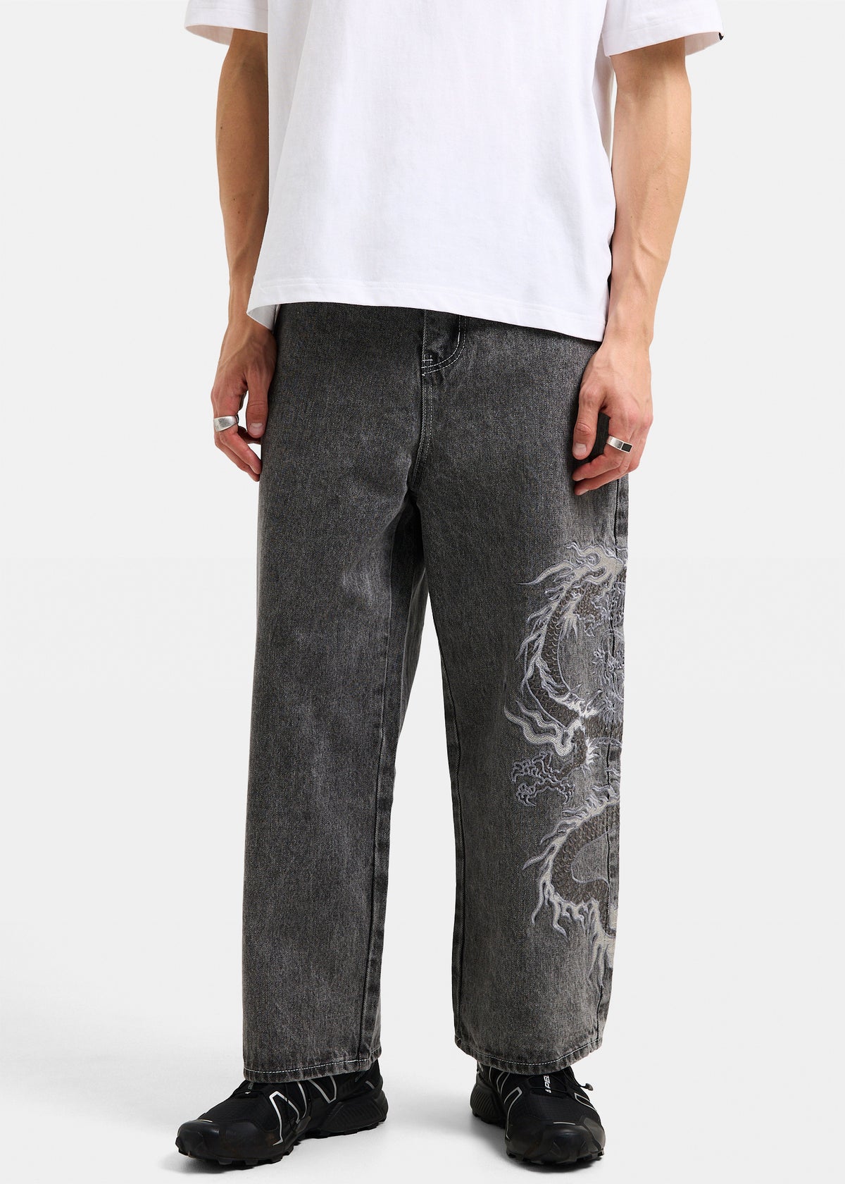 Elevate Baggy Denim Jeans TRASHED BLACK