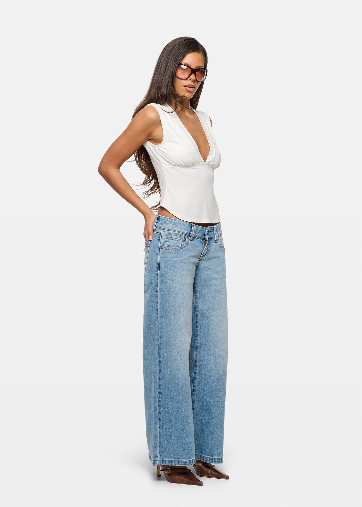00 Super Low & Wide Petite Denim Jeans Cassidy Recycled JODY BLUE