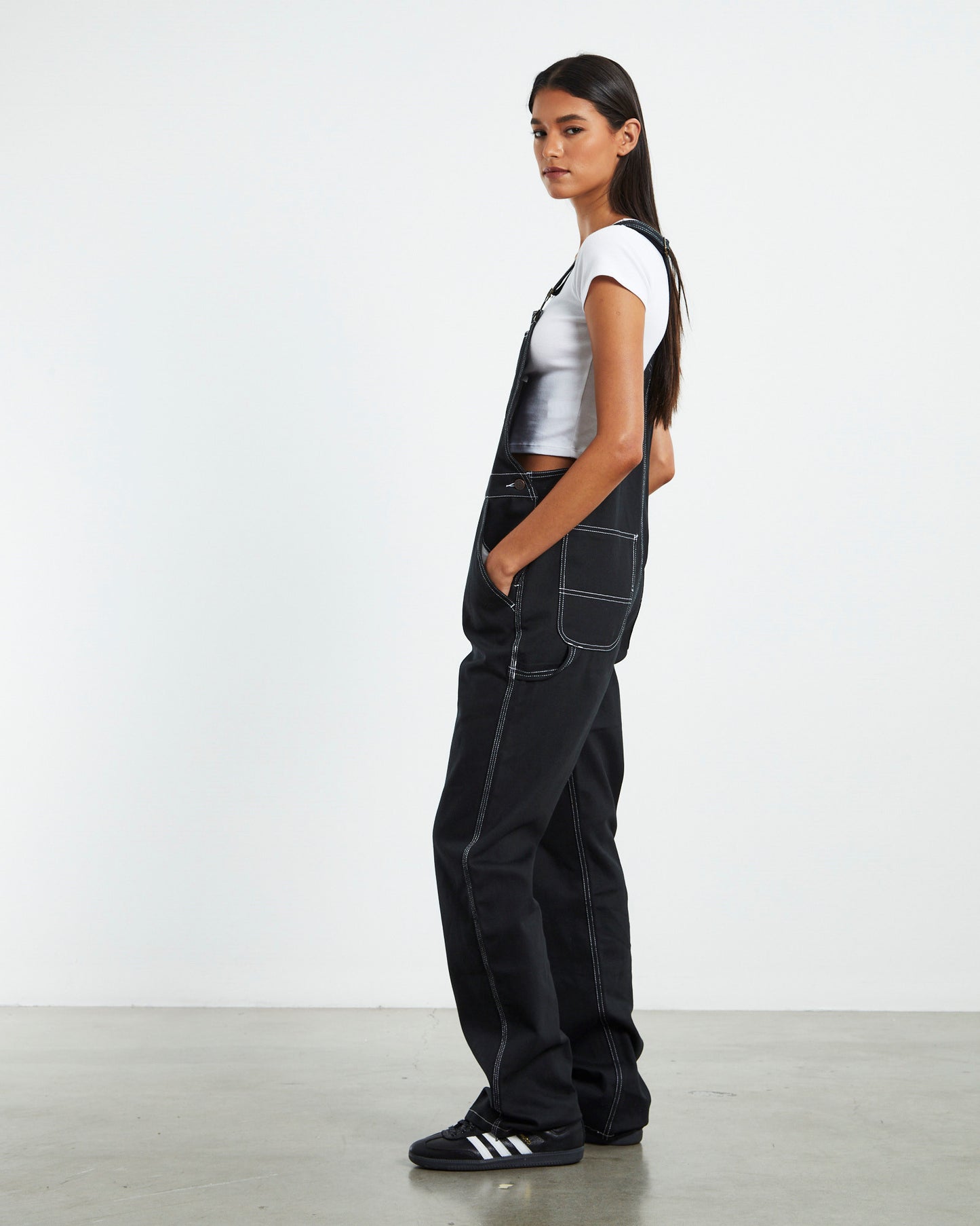 Relaxed Carpenter Overalls Black/White