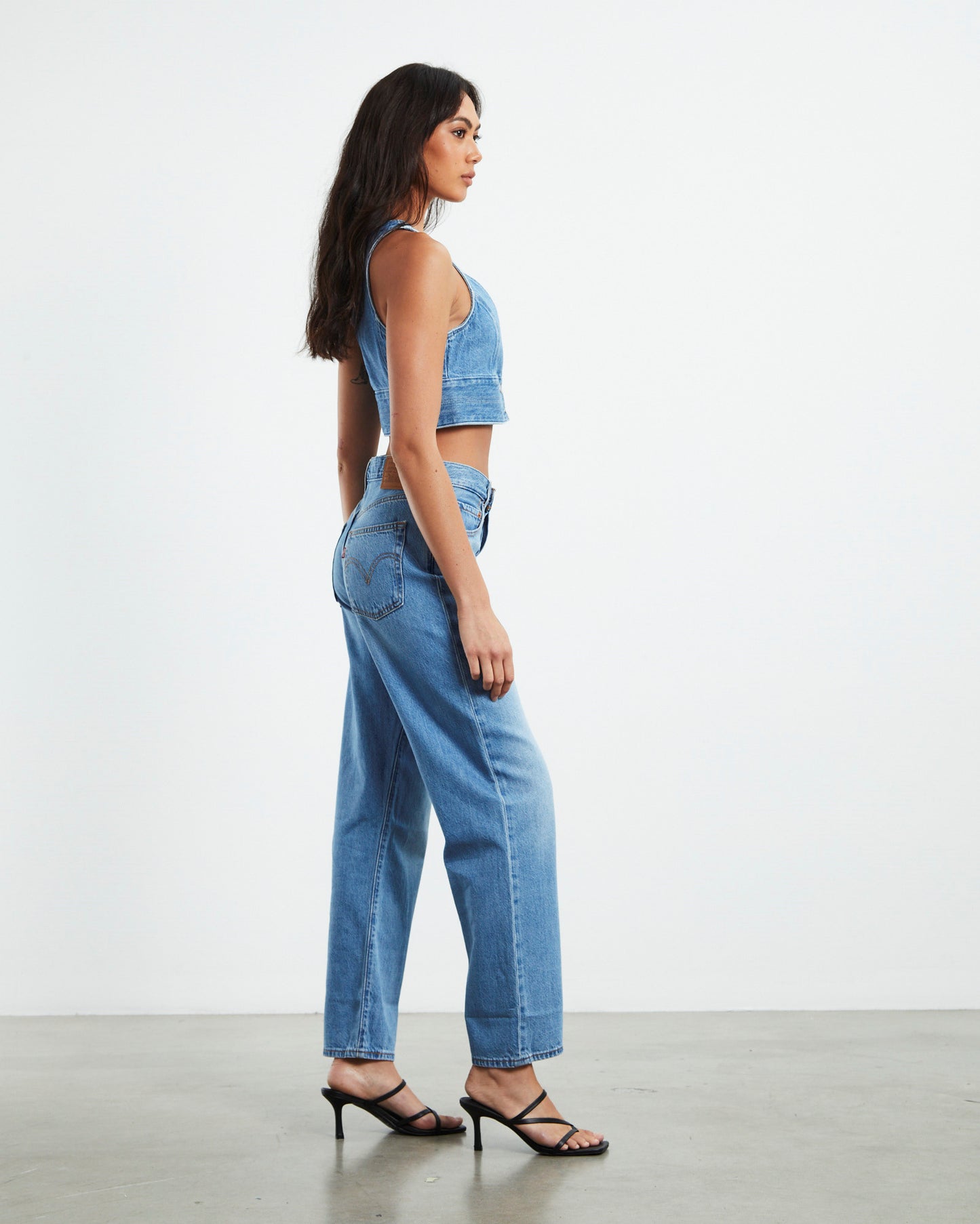 Raine Denim Crop Top Blue