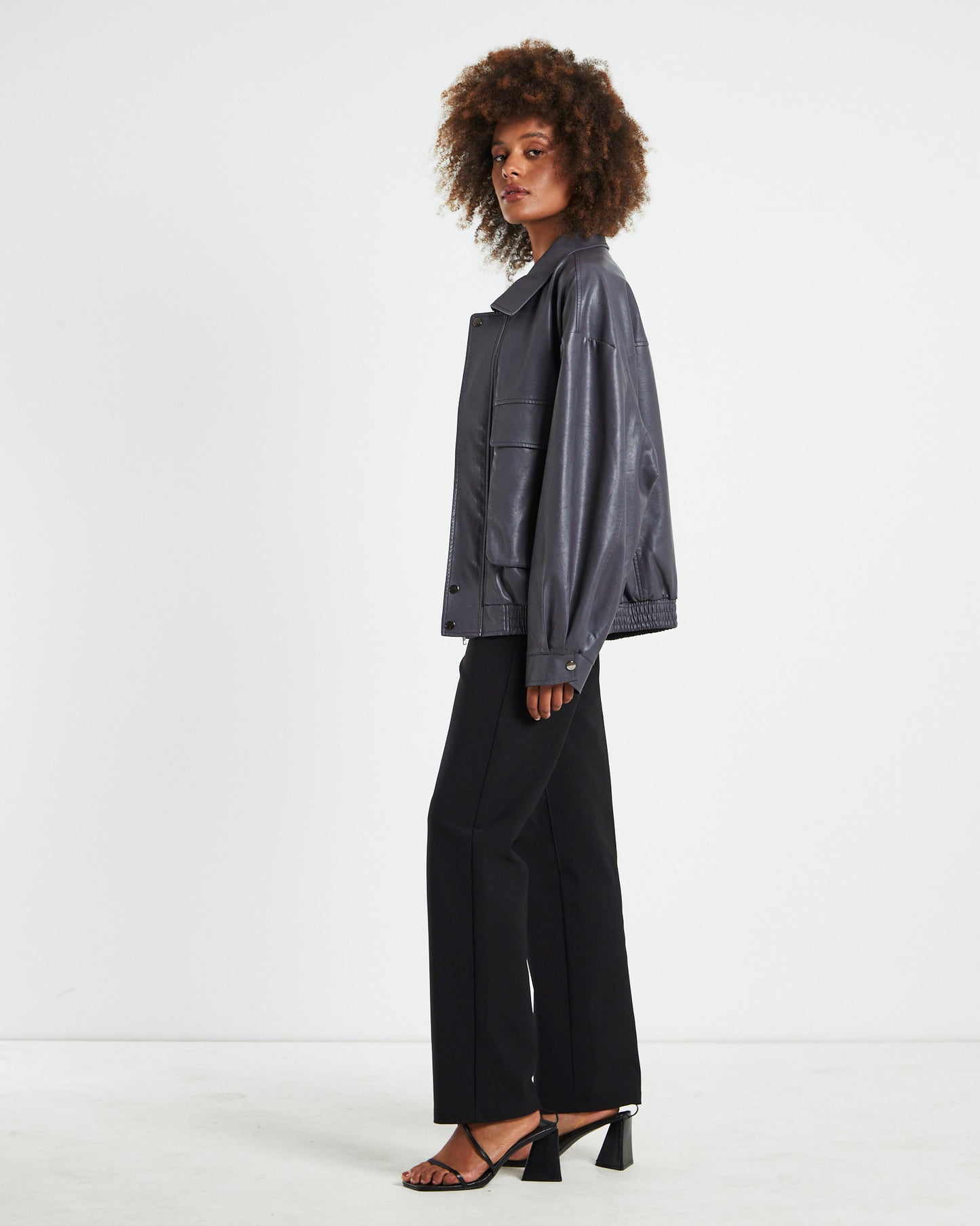 Jen Oversized Patch Pocket Jacket Grey