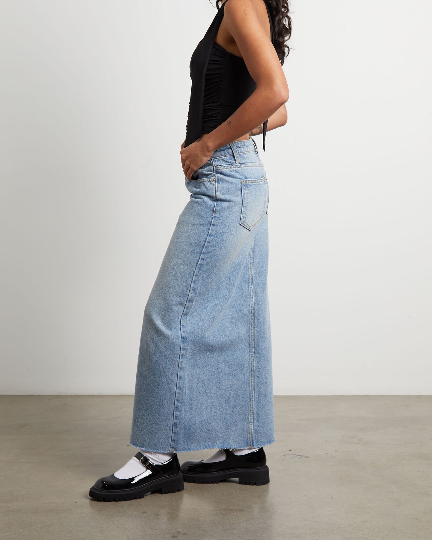 Eva Maxi Denim Skirt Hacker Blue