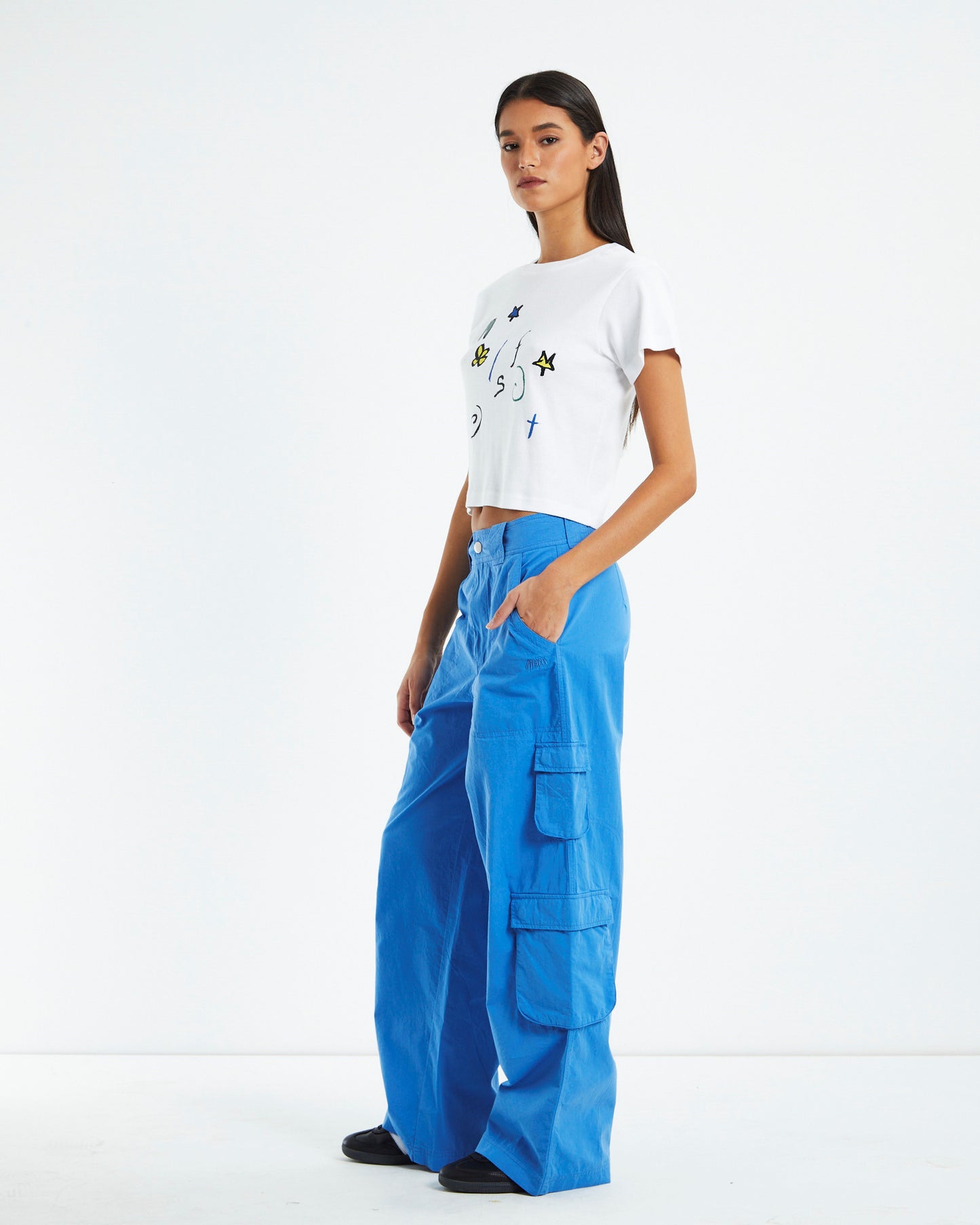 Doodling Rib Tee Washed White
