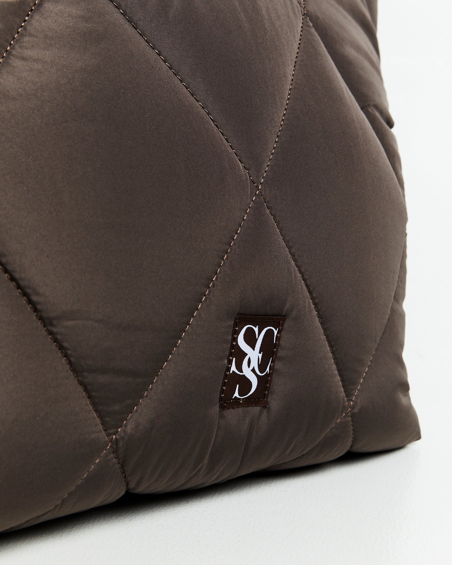 Nylon Quilted Puff Tote Bag Cocoa Brown