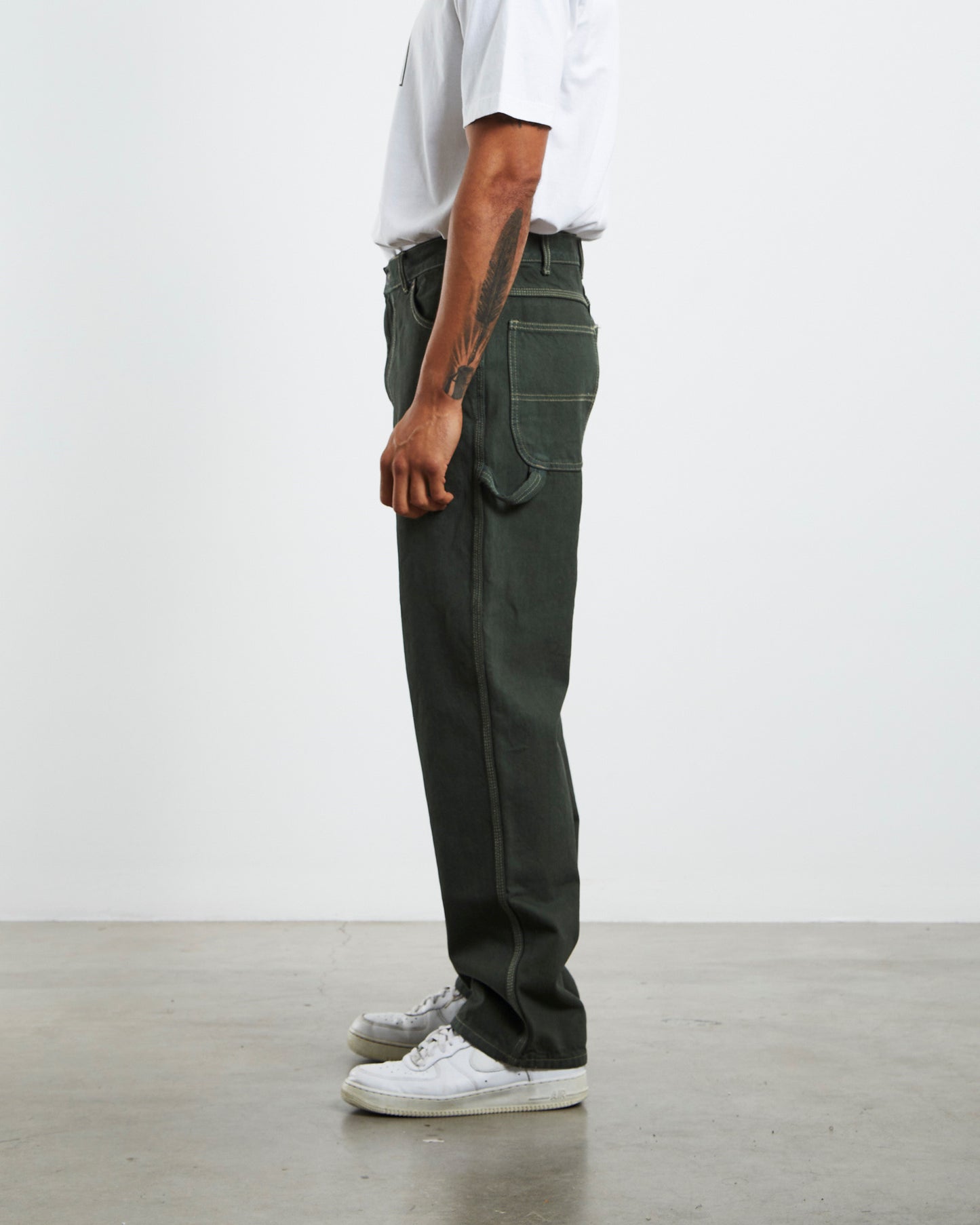 Relaxed Fit Duck Jeans Rinsed Moss