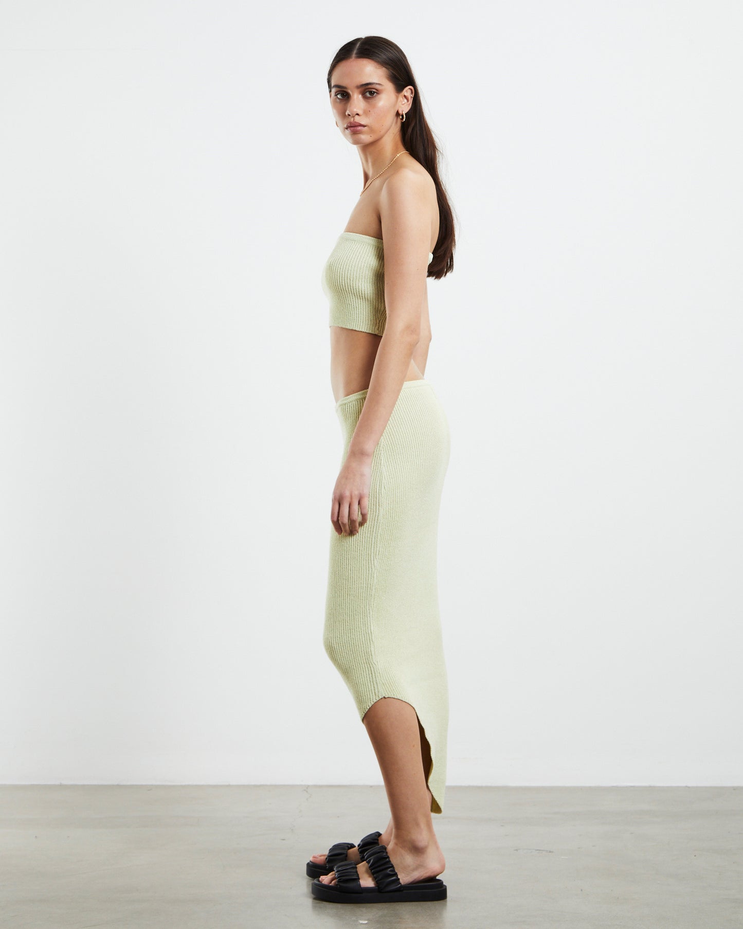 Davia Knit Crop Top Pear Green