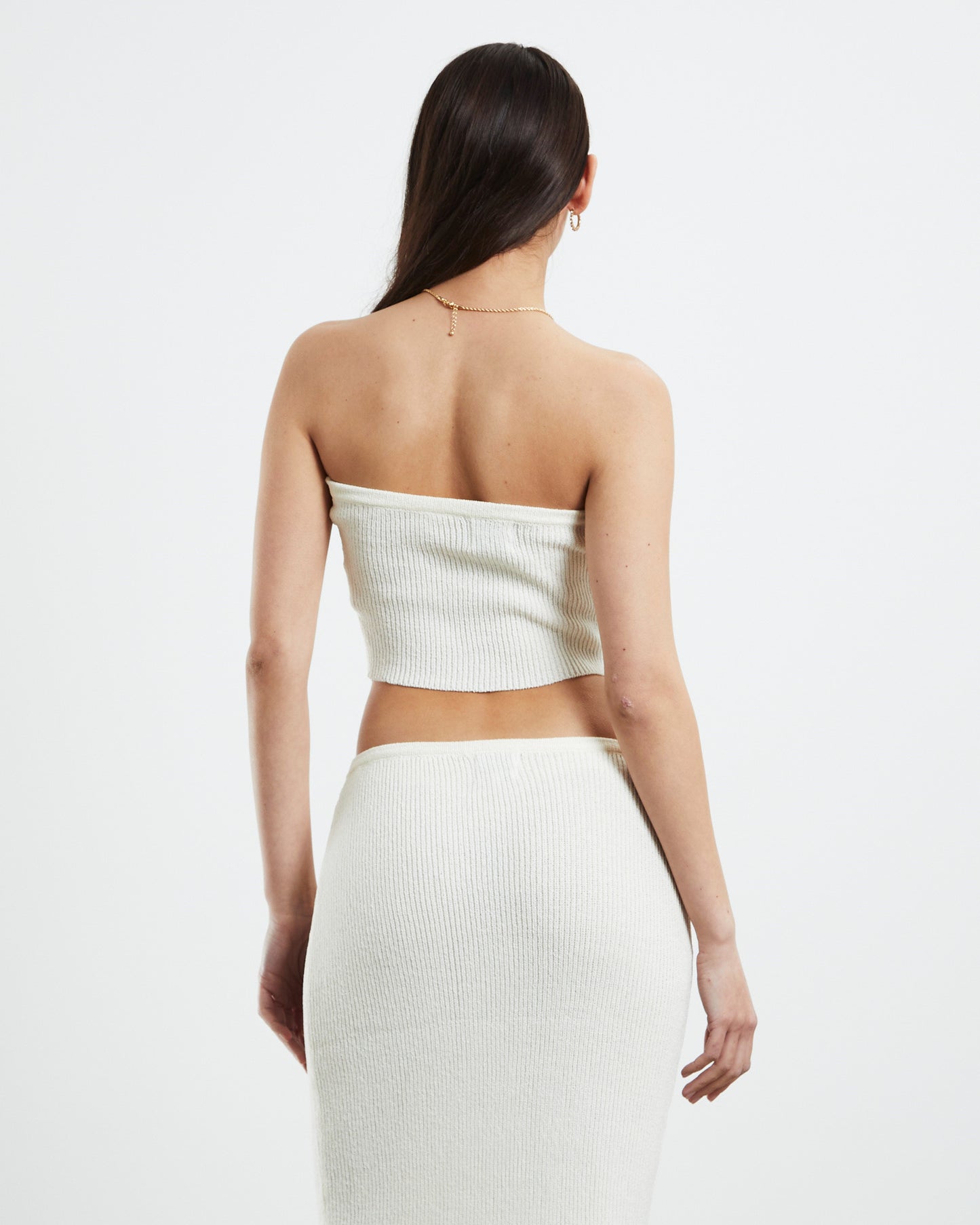 Davia Knit Crop Top Off White