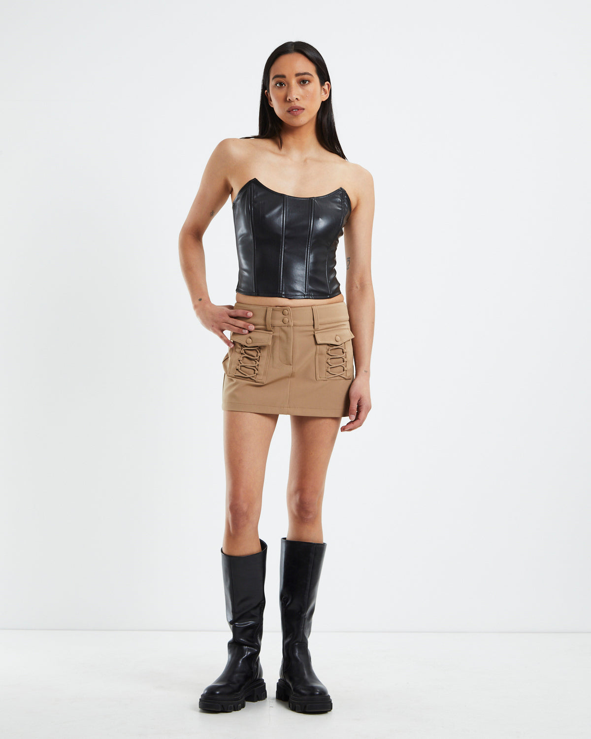 Raquel Corset Detail Skirt BEIGE