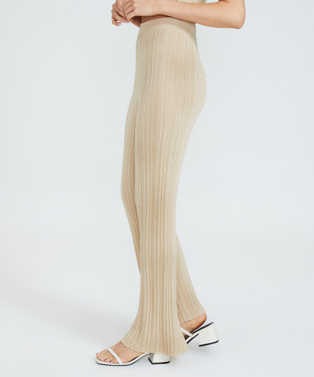 Josie Lurex Rib Pants Gold