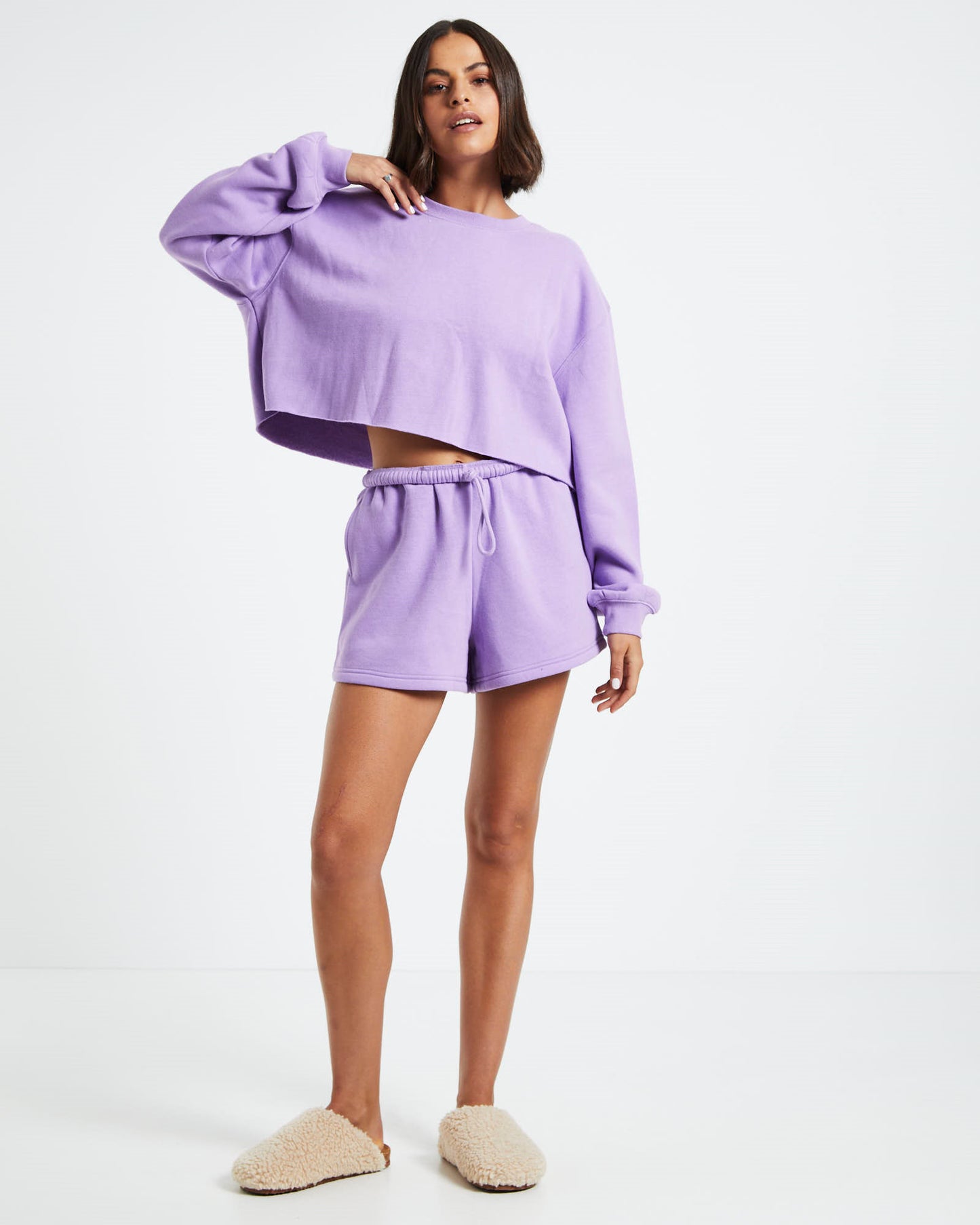 Fleece Gym Shorts Purple