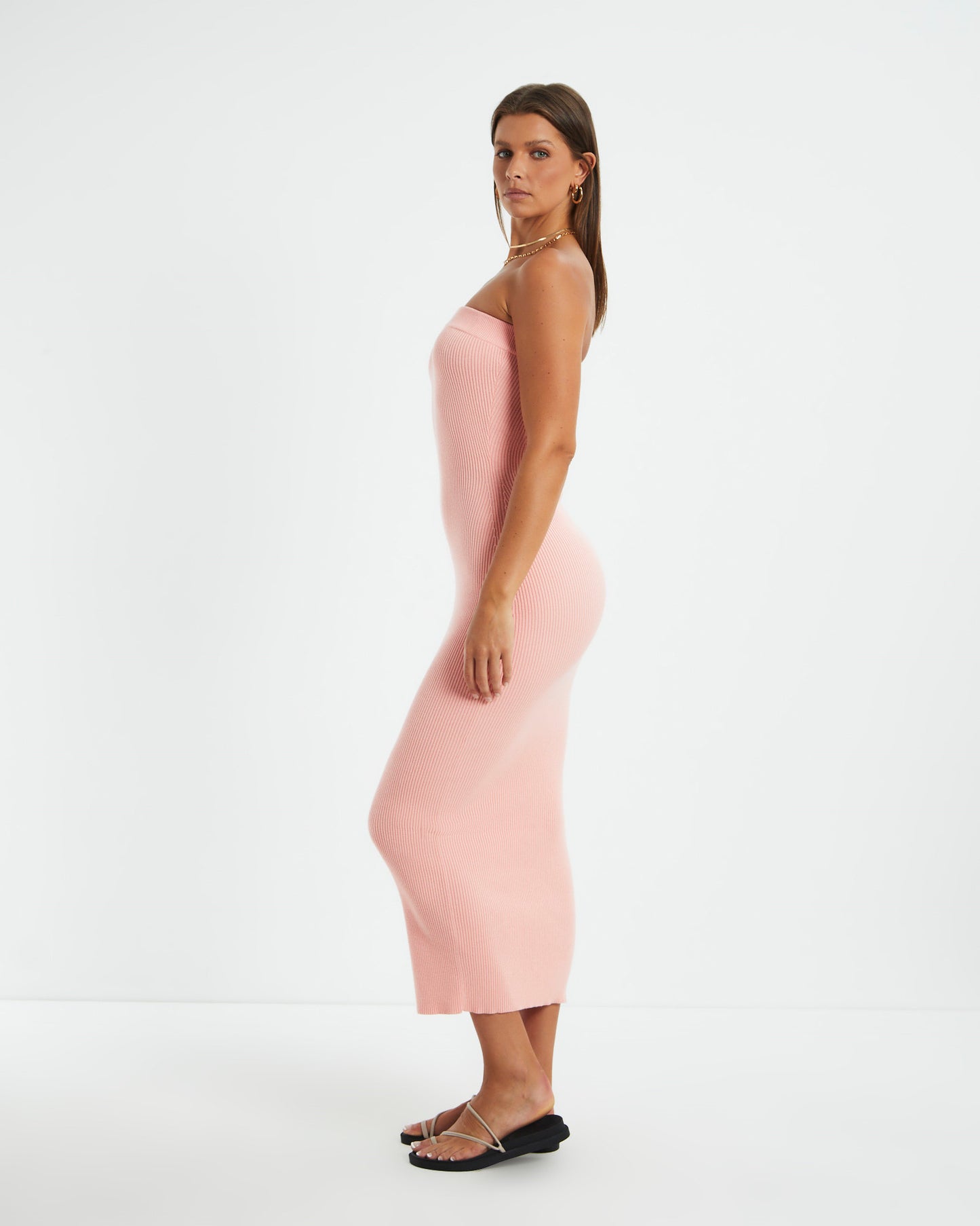 Freya Knit Midi Dress Pink Punch