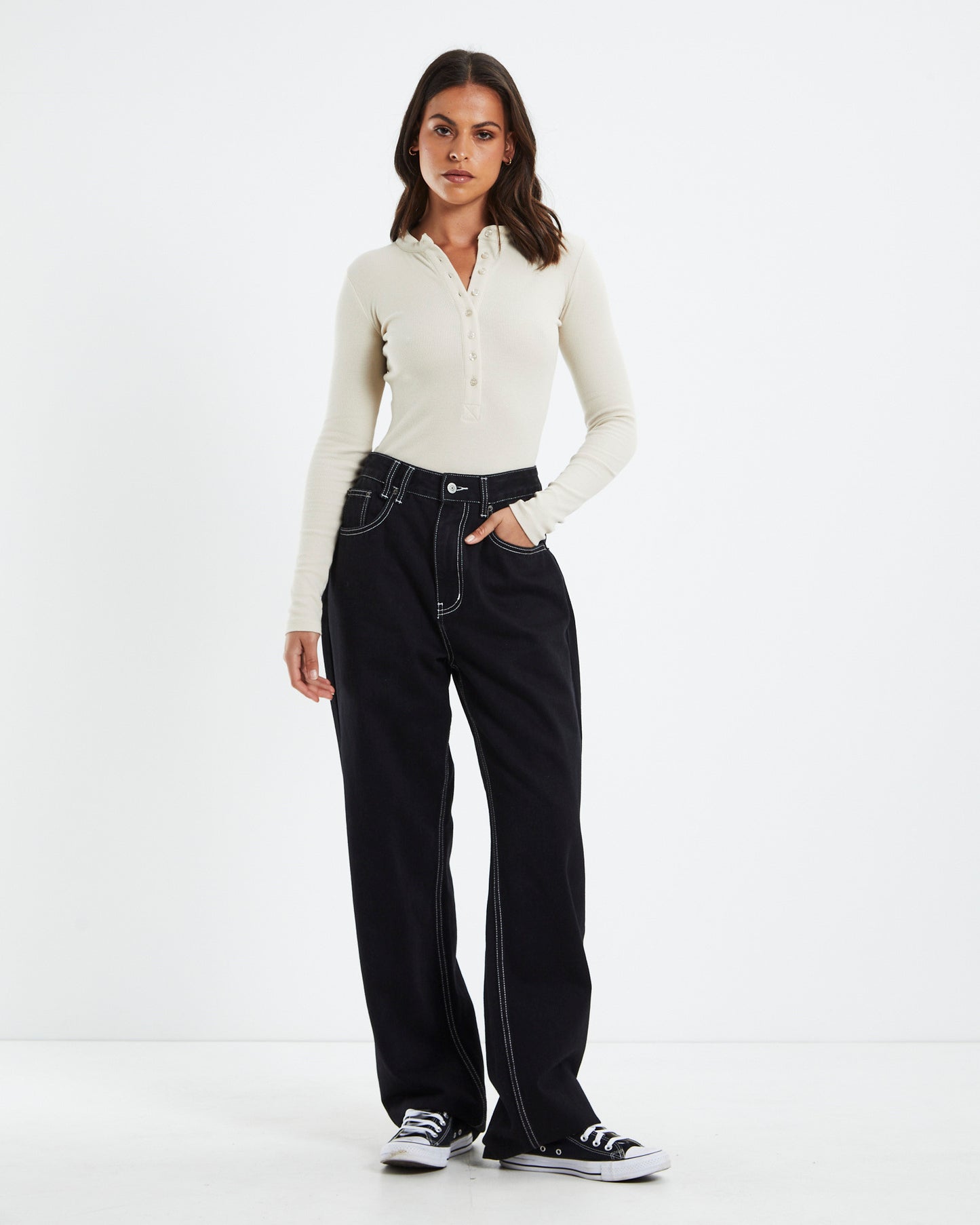 Button Front Long Sleeve Bodysuit