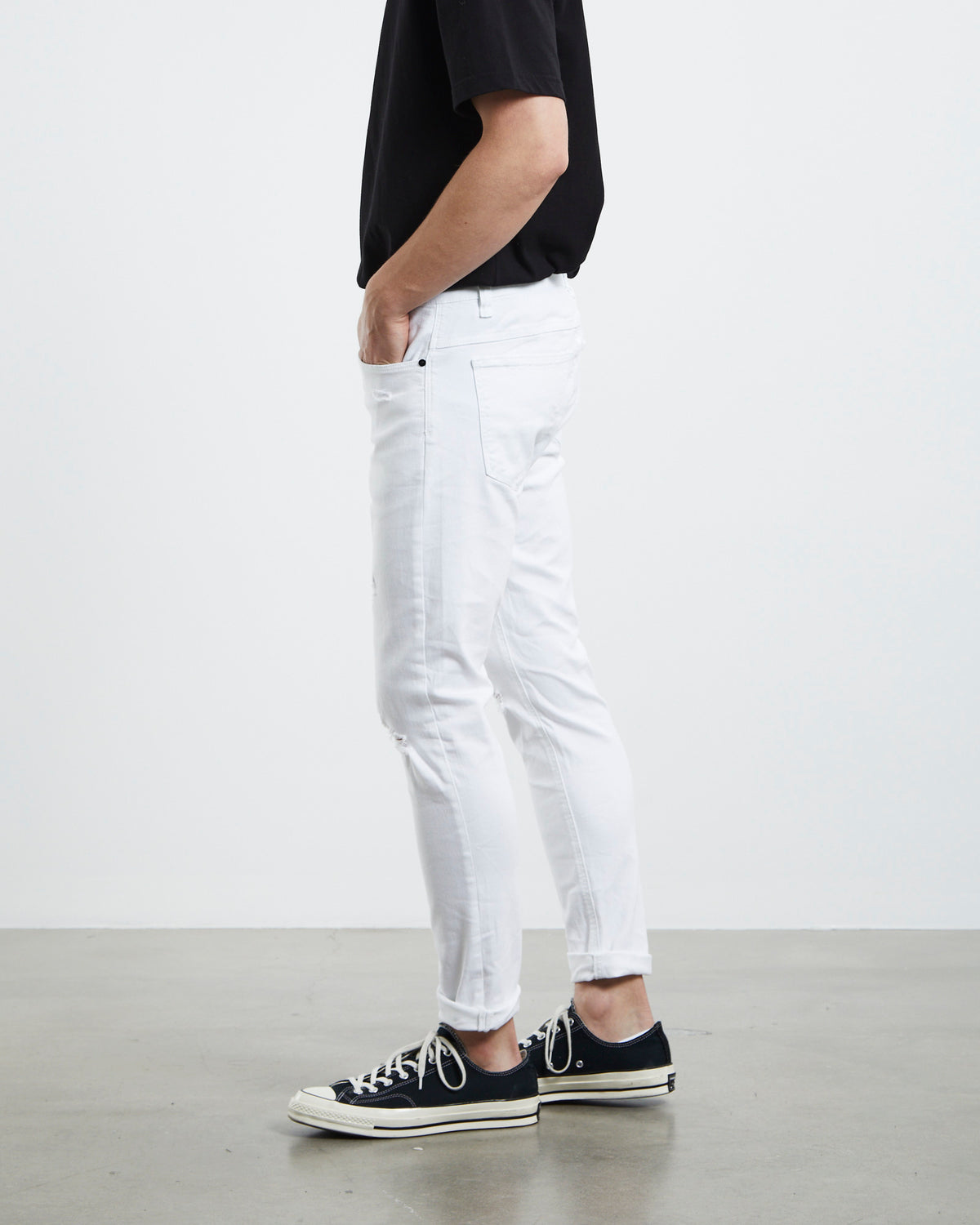 A Dropped Turn Up Skinny Denim Jeans Noise DENIM
