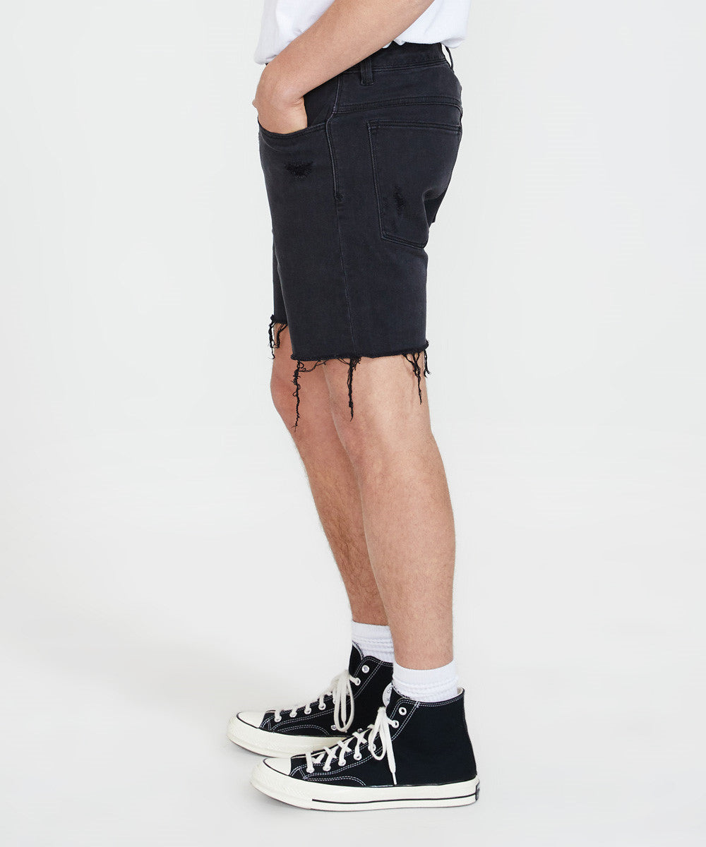 A Cropped Slim Denim Shorts DENIM