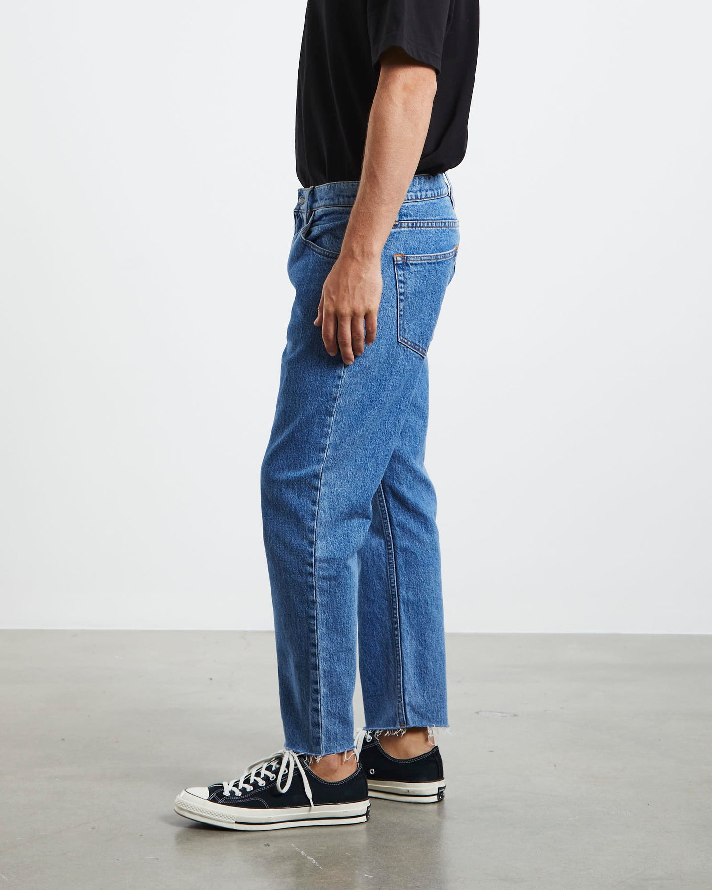 Relaxo Chop Straight Denim Jeans Mid Stone