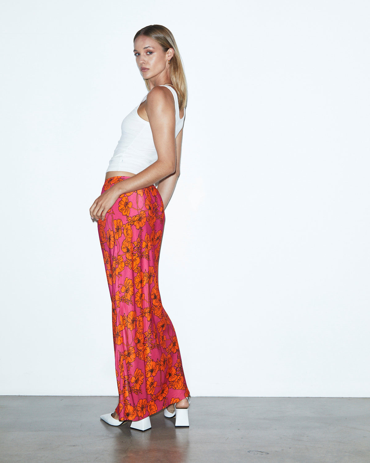 Penelope Bloom Low Rise Midi Skirt Pink PINK