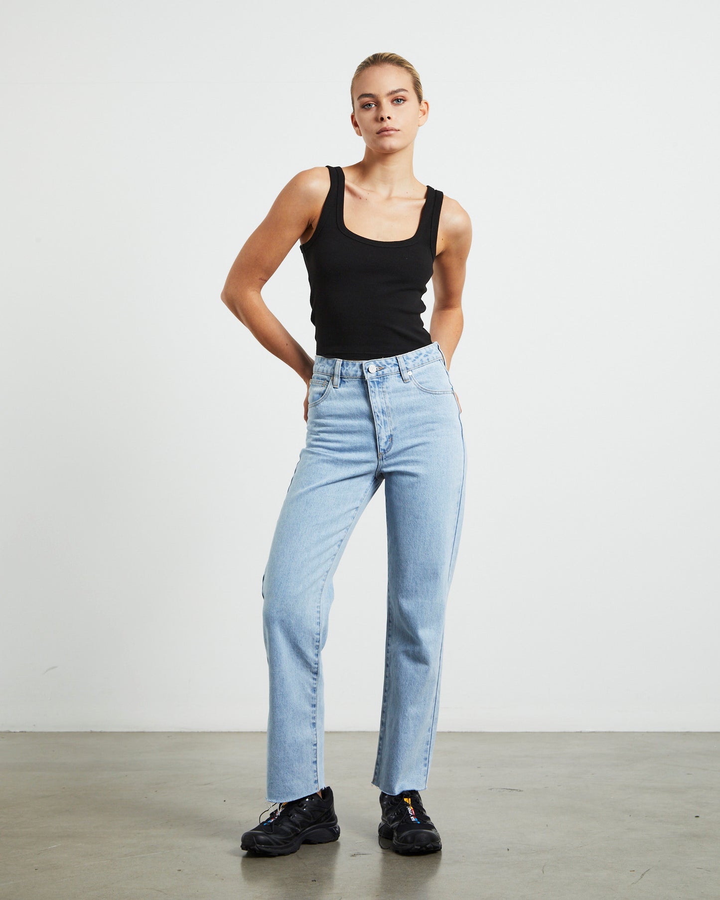 High Straight Petite Denim Jeans Walkaway Blue