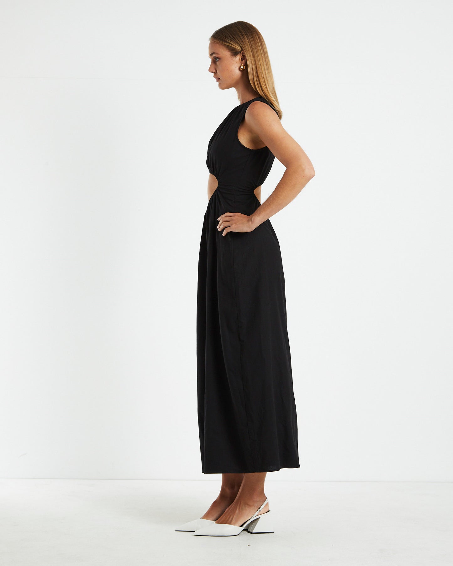 Isabelle Elasticated Cut Out Maxi Dress Black