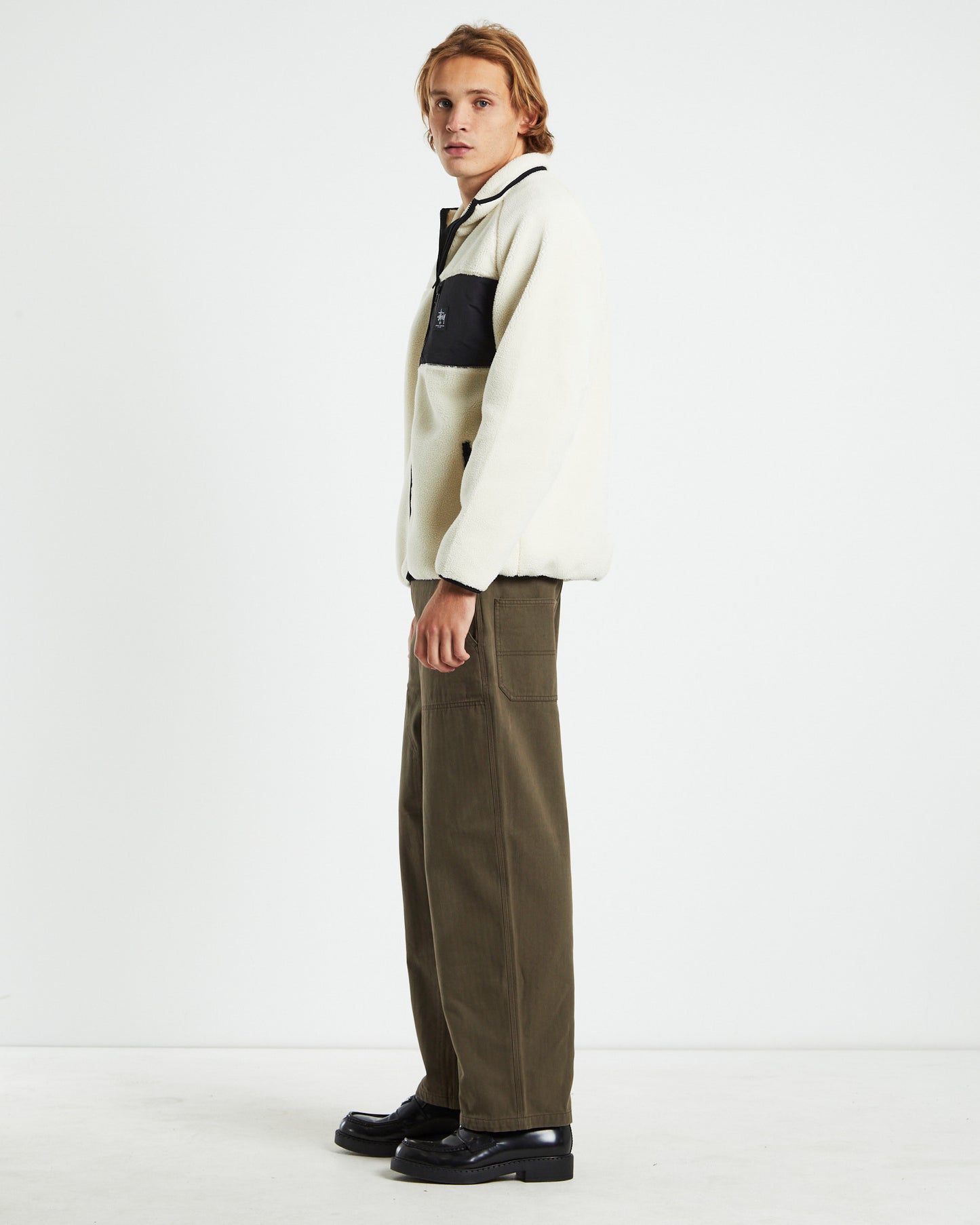 Work Sherpa Zip Crewneck Jumper Natural