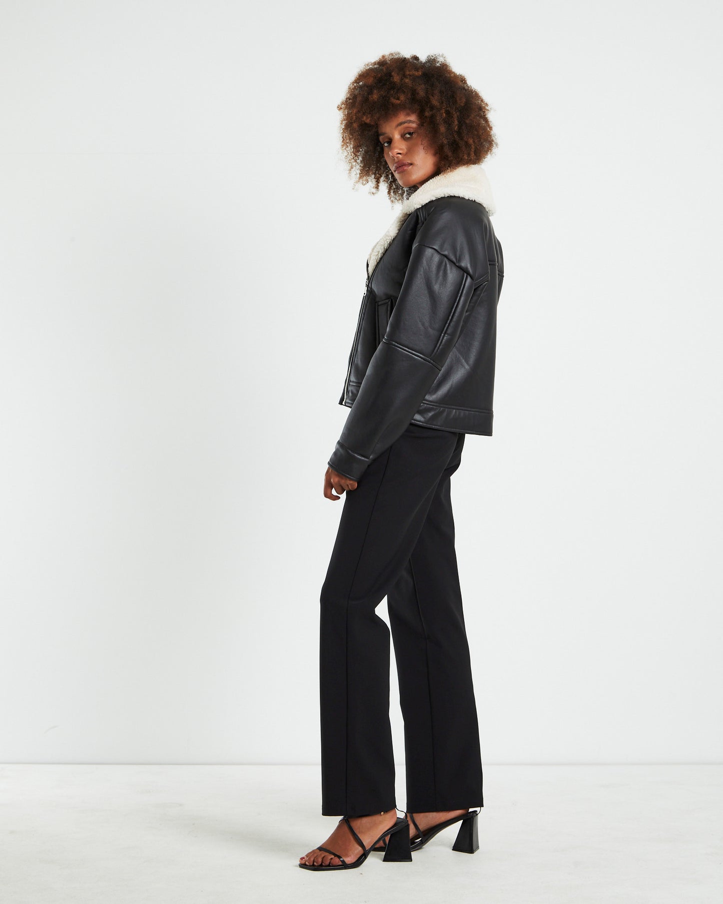 Benny Shearling Biker Jacket Black