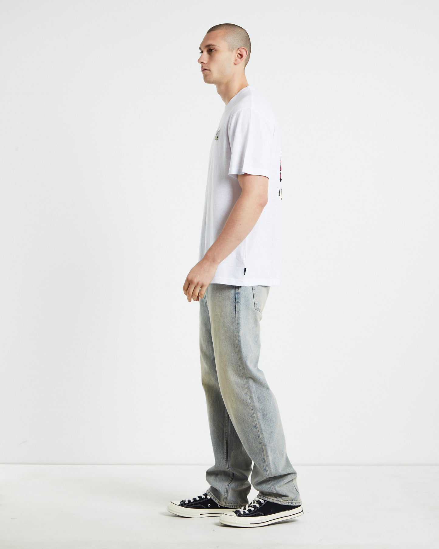 Caterpillar Hemp Retro Short Sleeve T-Shirt White