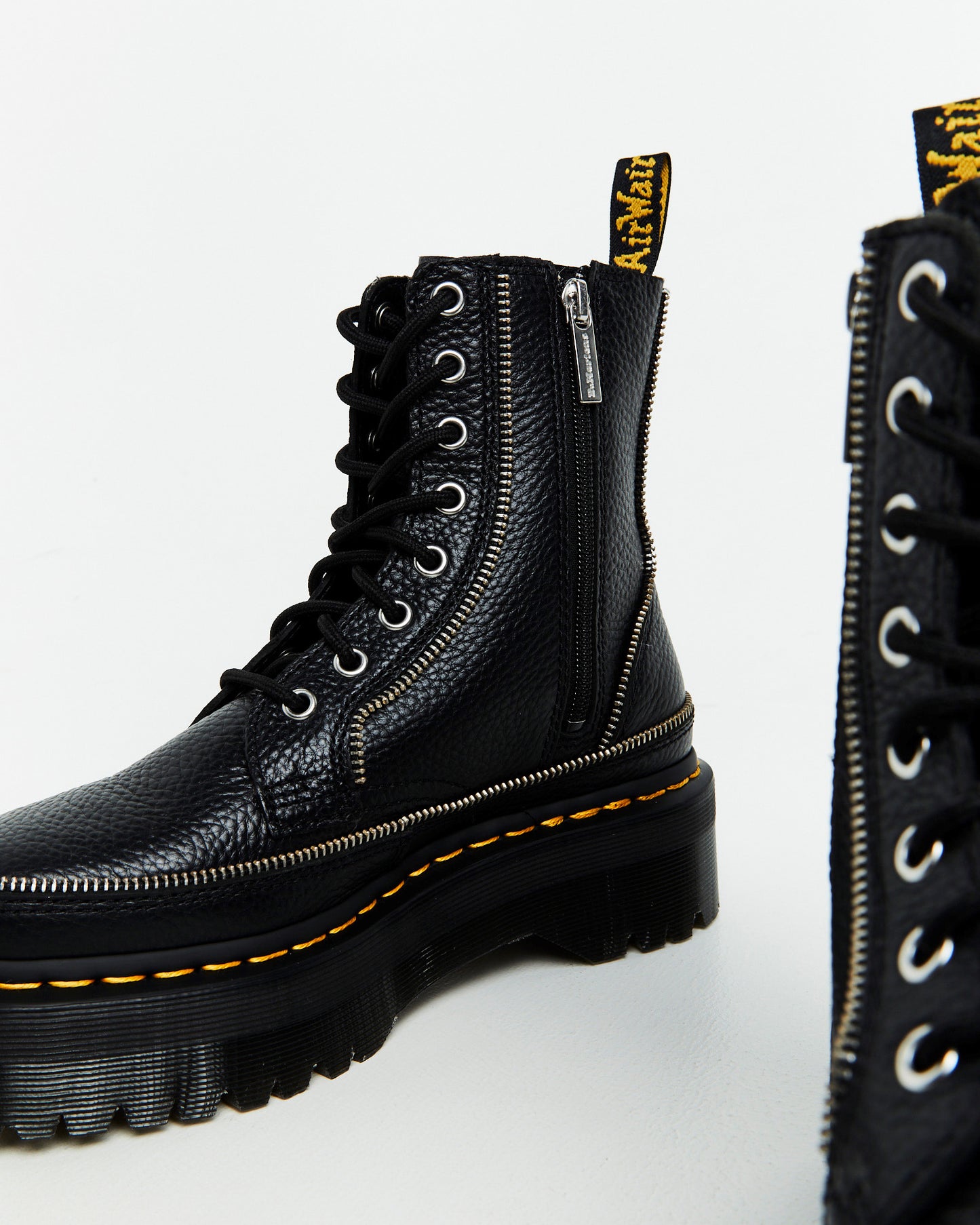 Jadon Zip 8 Eye Milled Nappa Boots Black