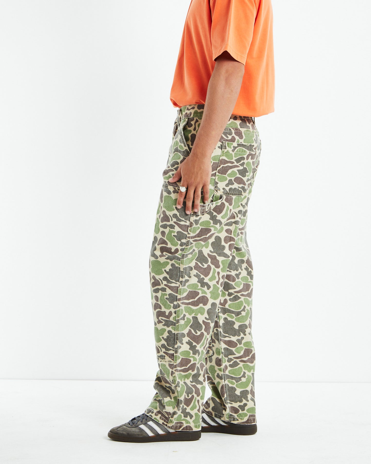 Canvas Work Pants Camo Green