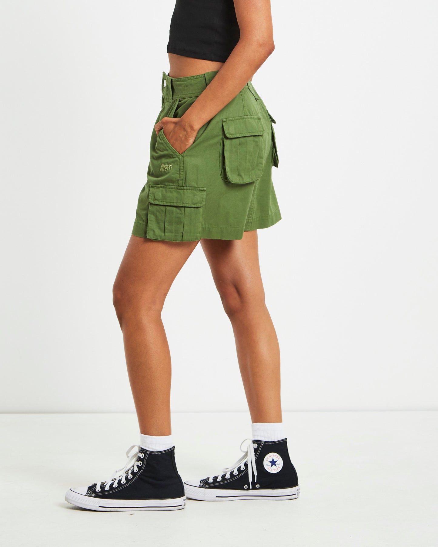 Water Pipe Cargo Mini Skirt in Khaki