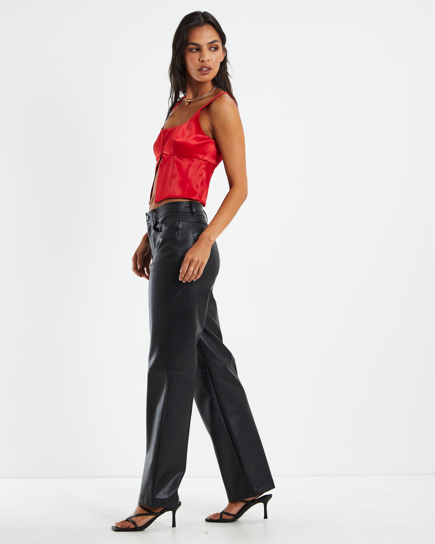 Stella Silky Corset Top Red