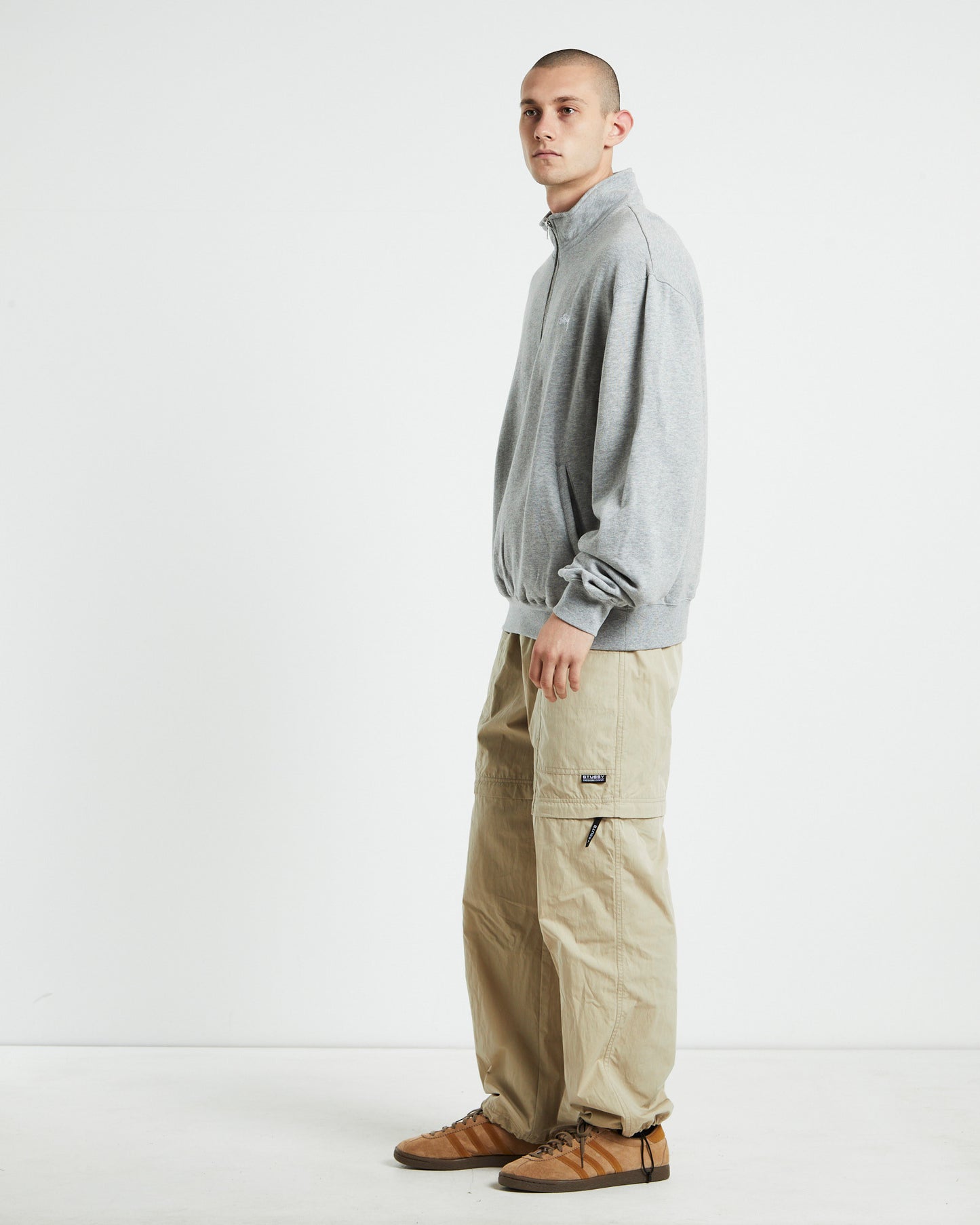 Stock Logo Mock Neck Long Sleeve Fleece Jumper Marle Grey