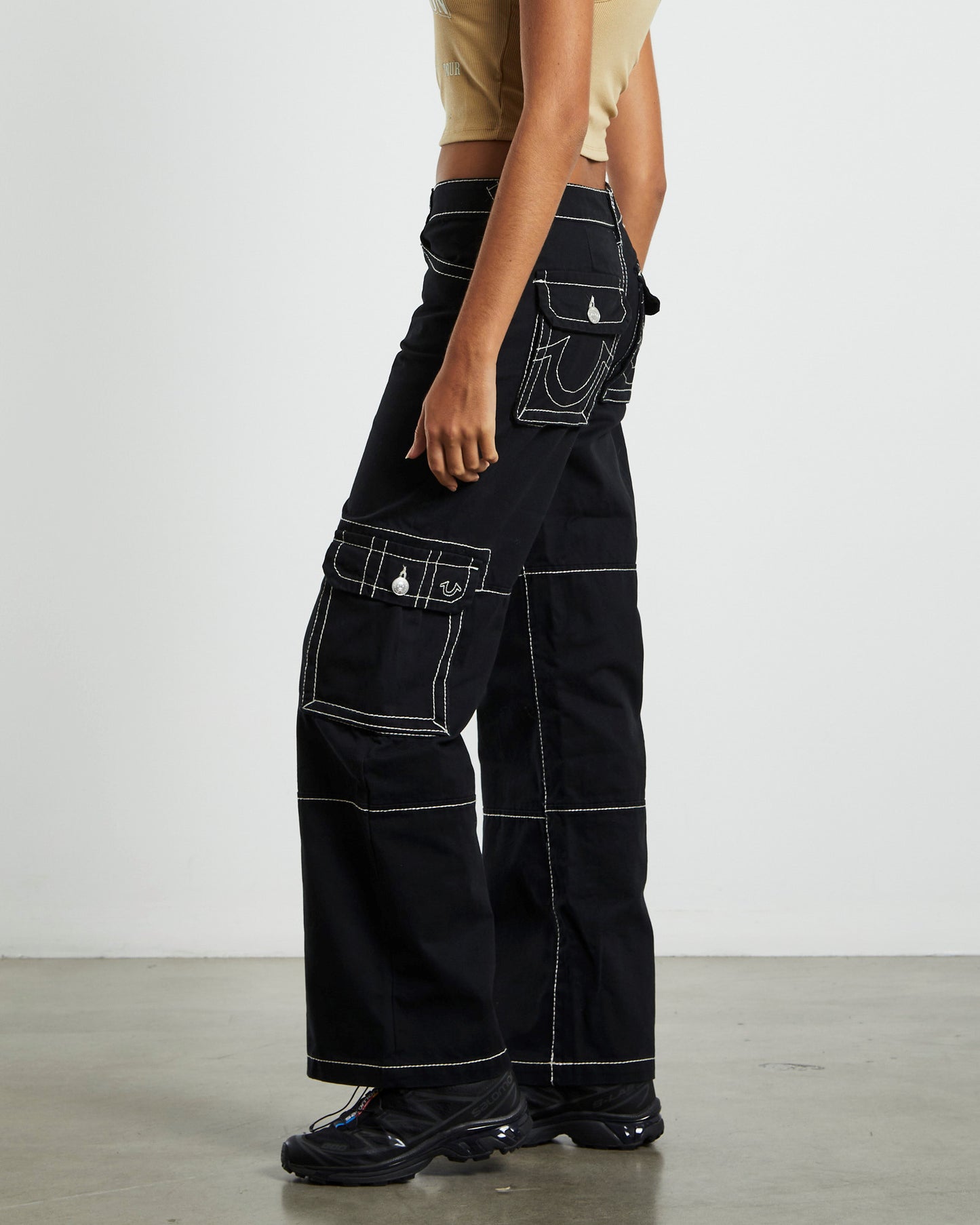 Low Slung Baggy Cargo Pants Big T Black