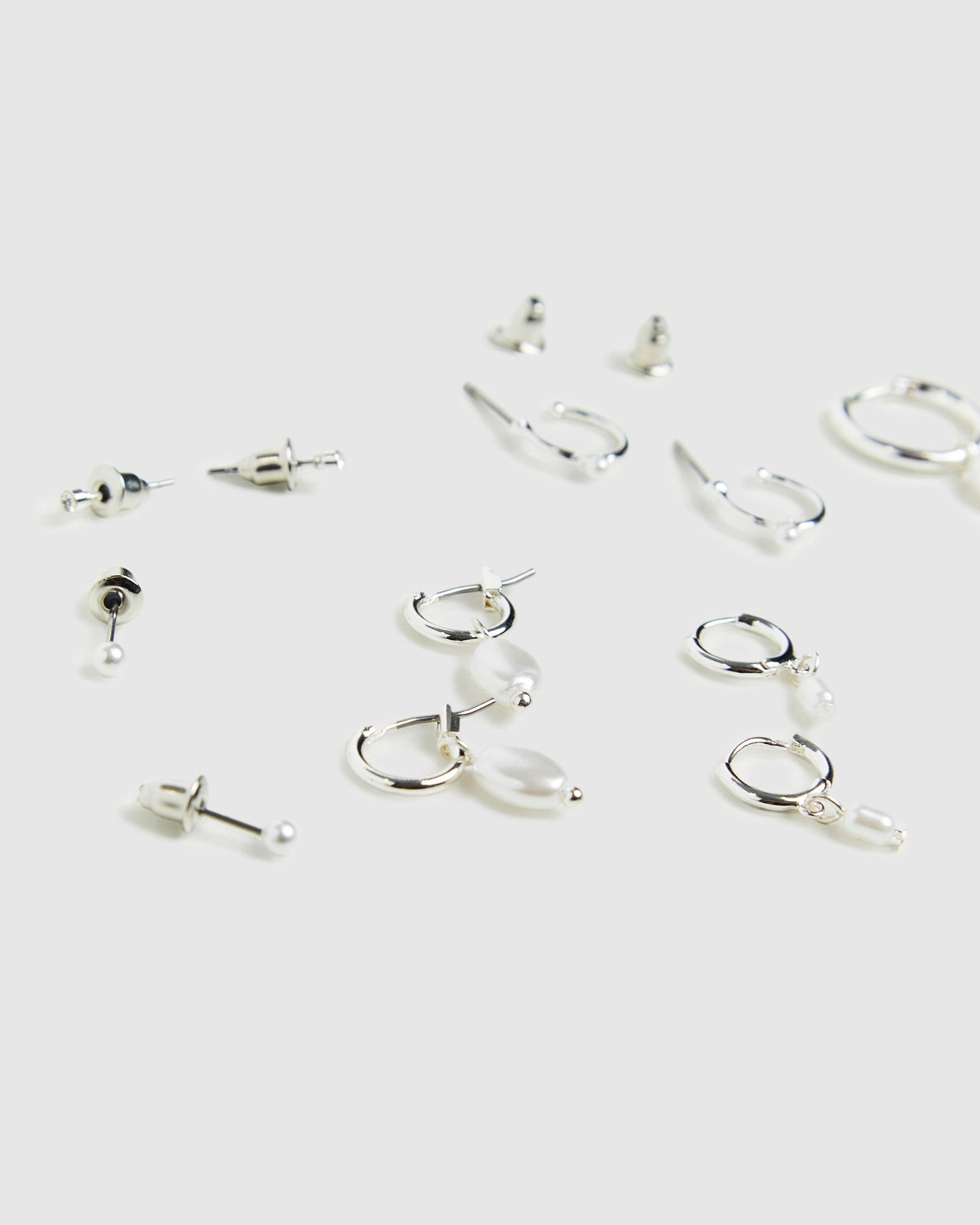 Frankie Pearl Earrings Pack Silver