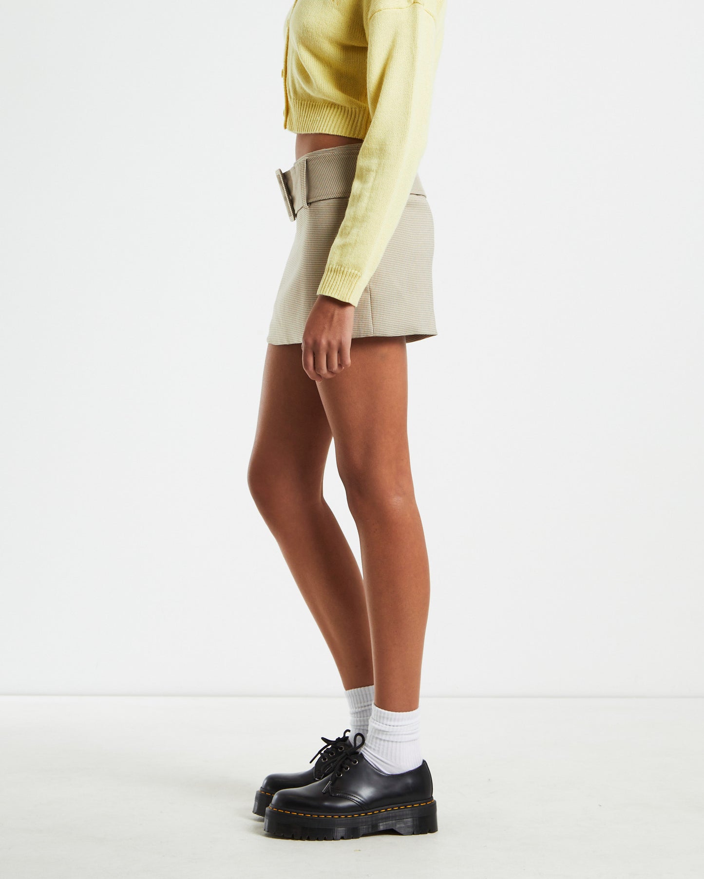 Nova Low Rise Geo Mini Skirt in Beige