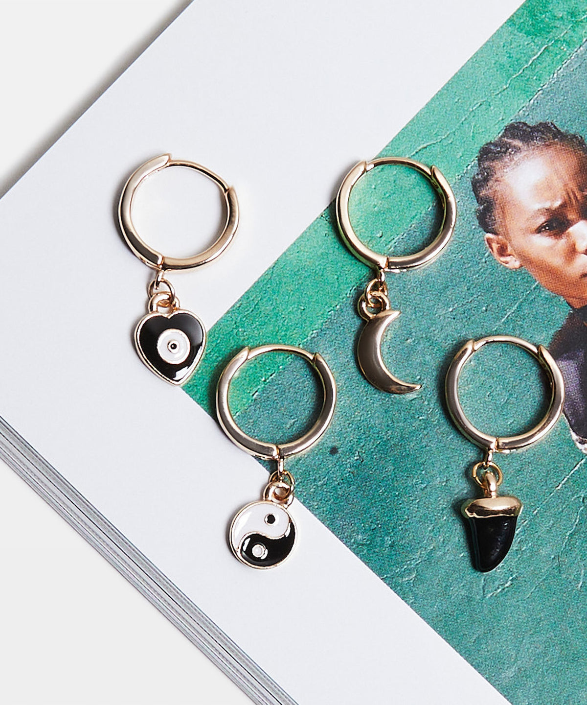 Artie Coloured Charm Earrgs GOLD