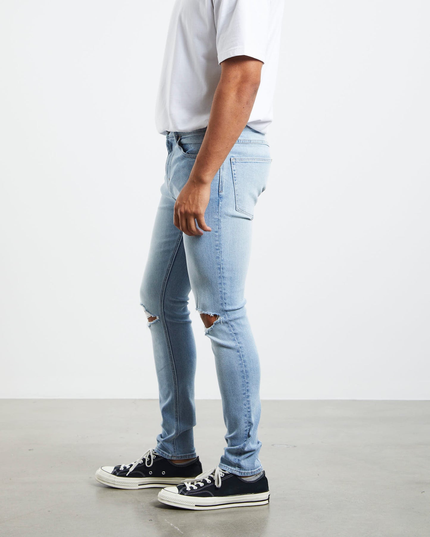 Rebel Skinny Denim Jeans Loaded Rip