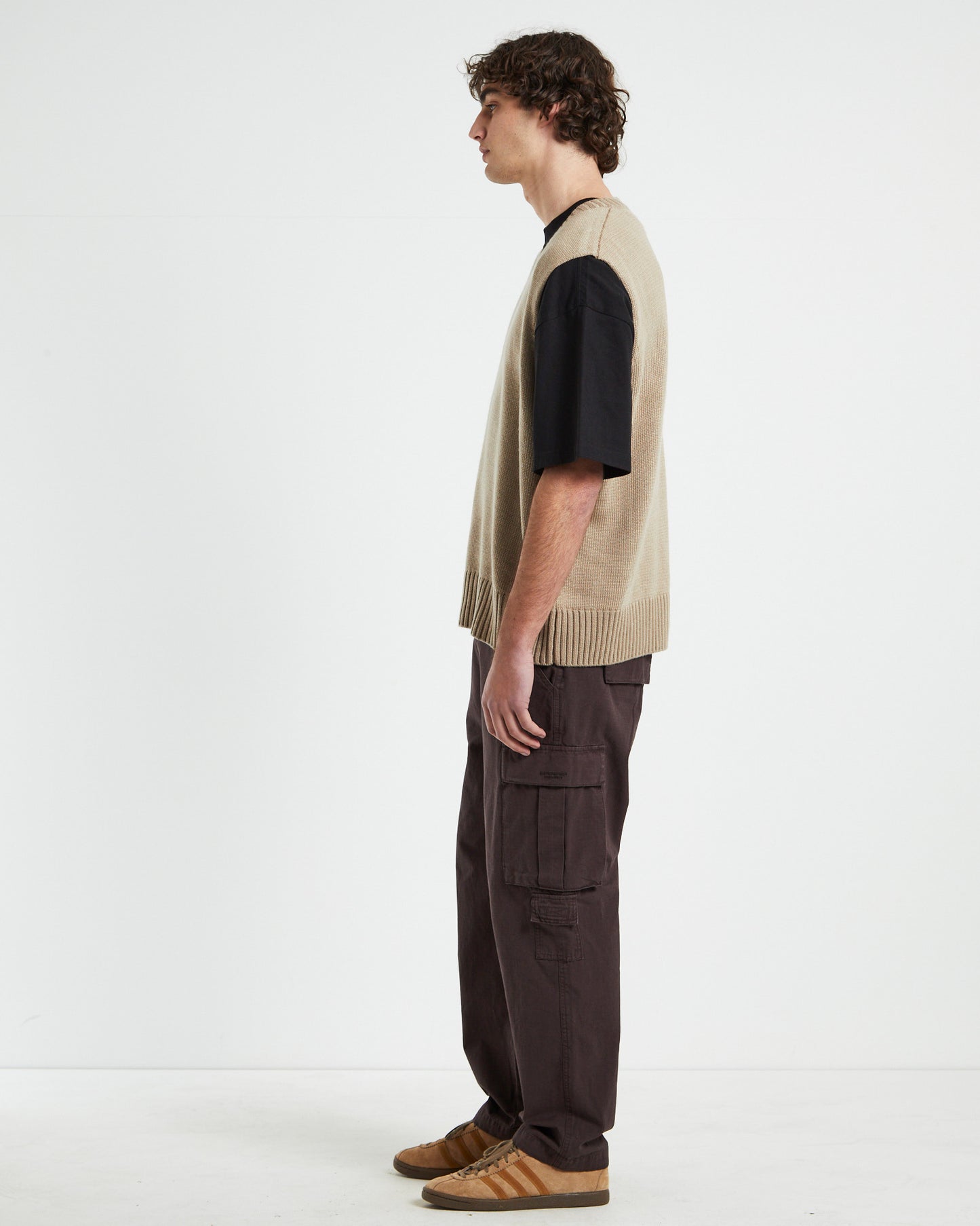 Sunday Box Knit Vest in Tan