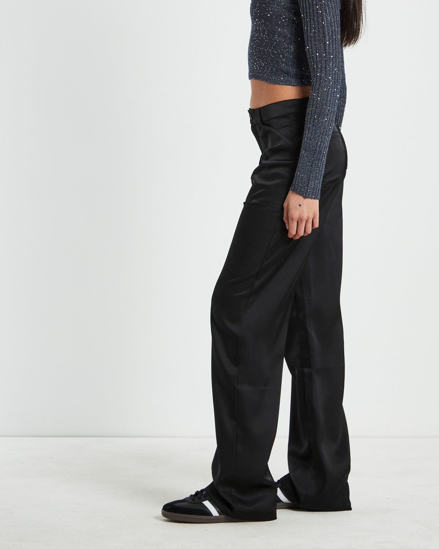 Natalie Silky Cargo Pants in Black