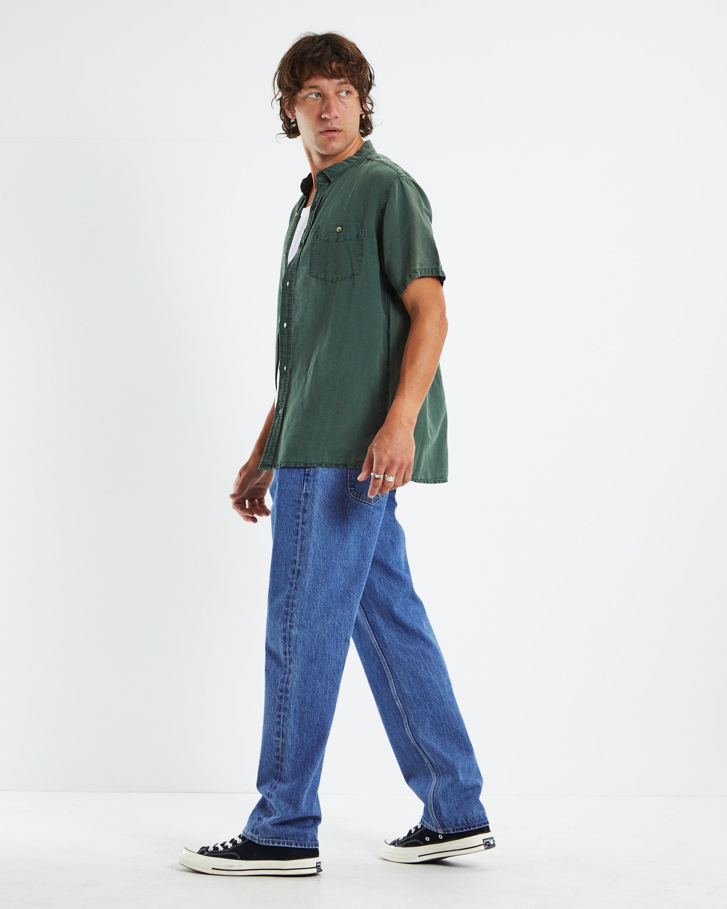 Men At Work Hemp Short Sleeve Shirt Thyme