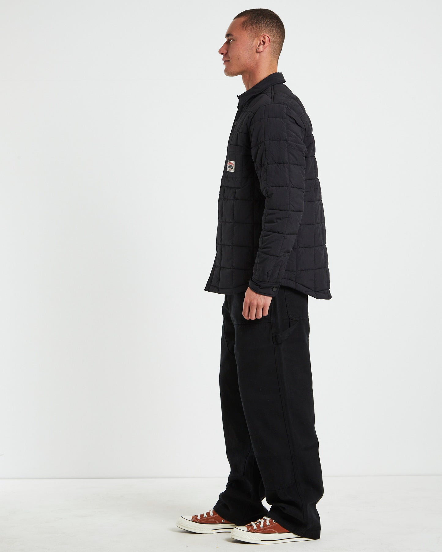 Quilted Fatigue Long Sleeve Shirt in Black