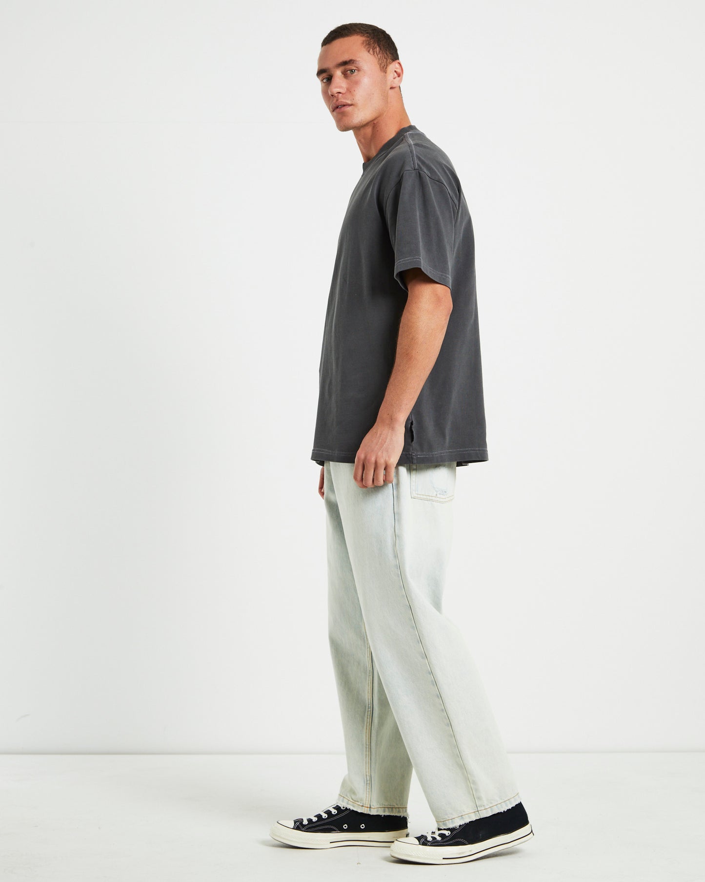 Wrapped Short Sleeve T-Shirt in Pewter Grey